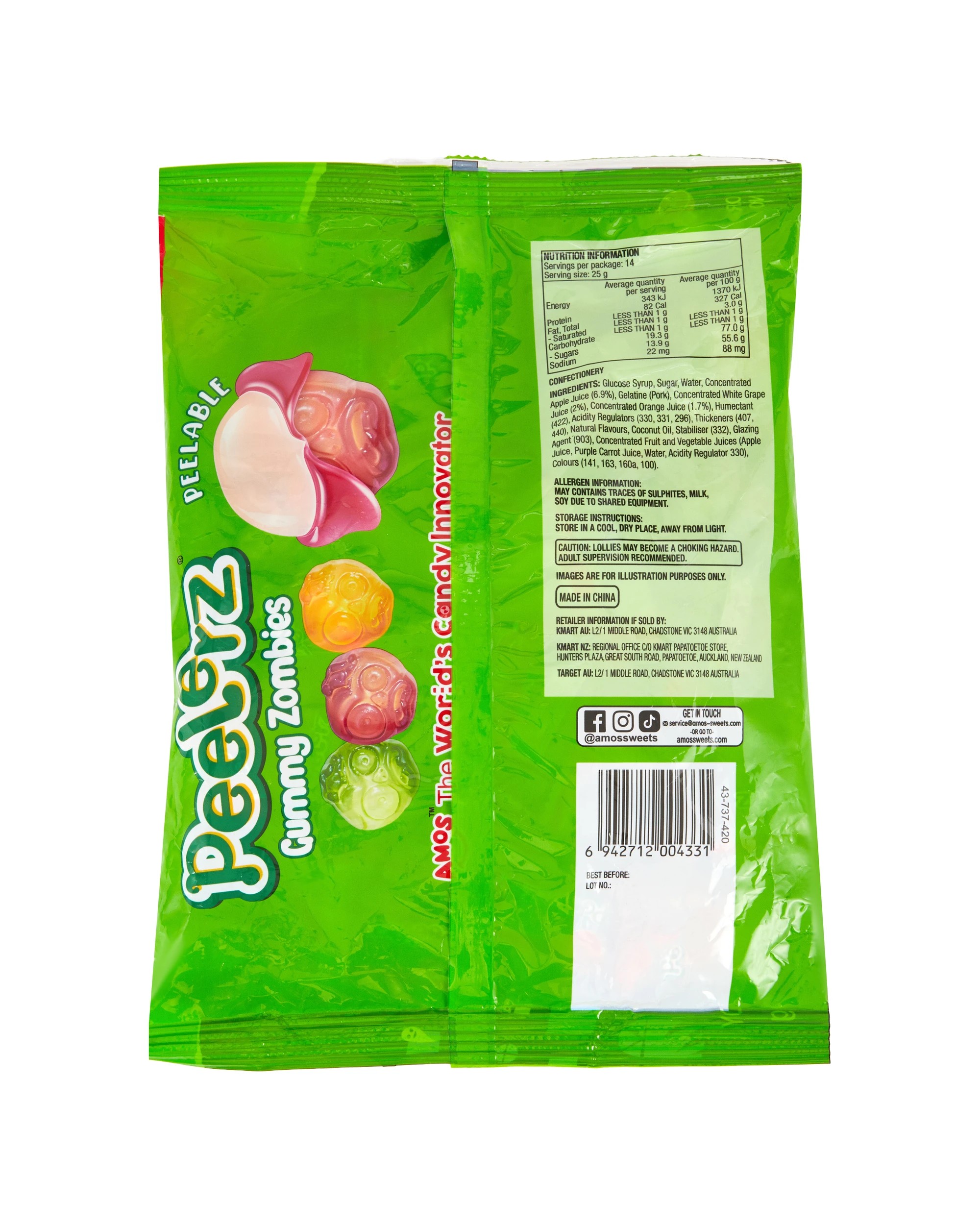 3 Amos Peelerz Zombie Peelable Gummy Candy 350g, 3 of 3