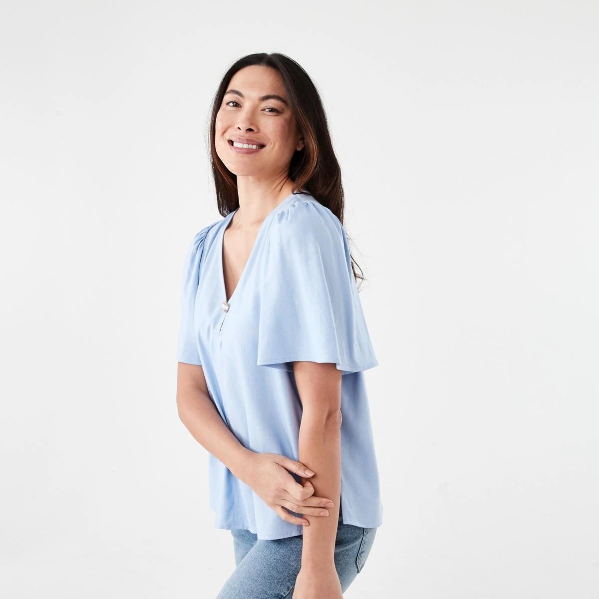 2 Short Sleeve Flutter Top BRUNI BLUE, 2 of 5