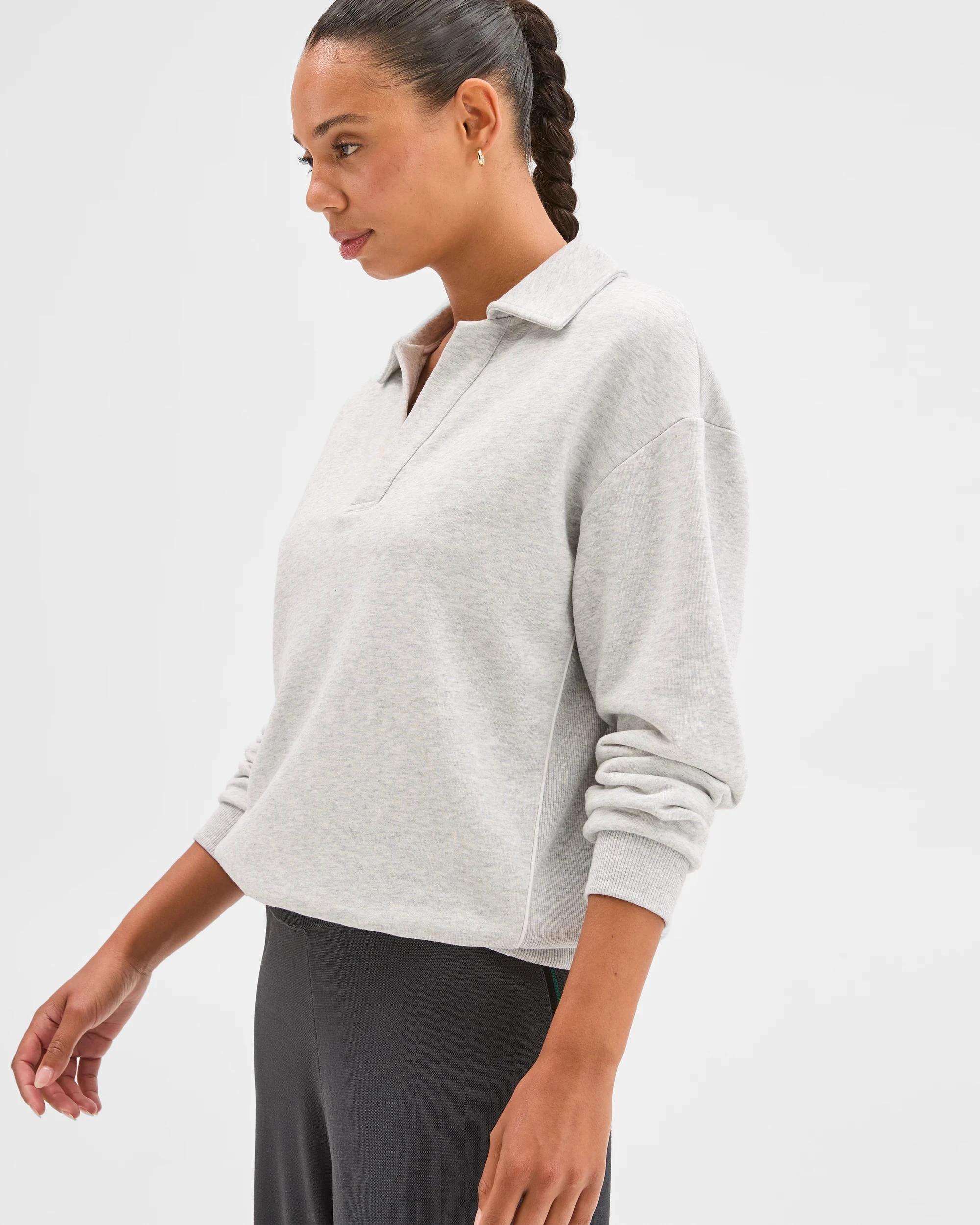 3 Target Active Active Australian Cotton Blend Rugby Polo Sweat Top SILVER MARLE/WHITE, 3 of 6