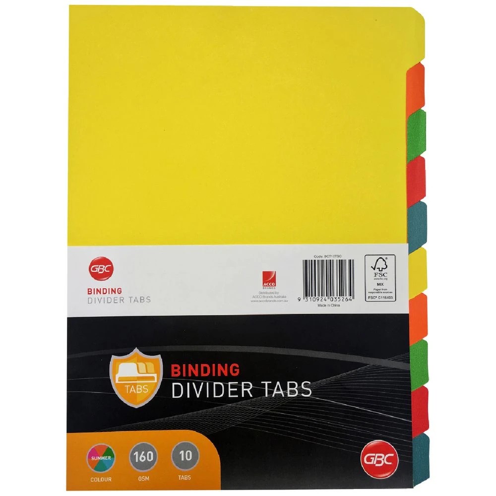 1 GBC A4 10 Tab Dividers Assorted, 1 of 1