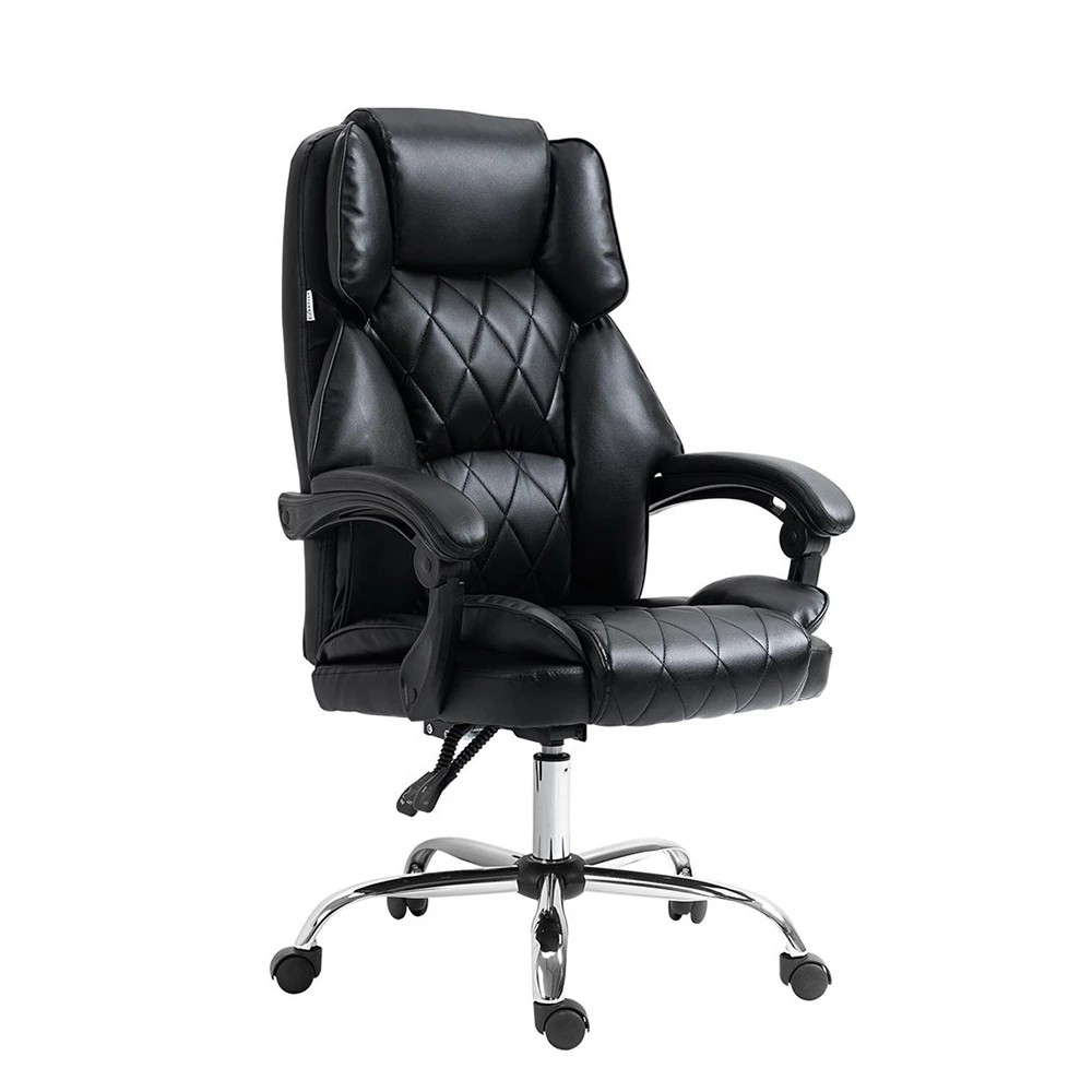 1 Artiss Executive Office Chair Leather Recliner - Black, 1 of 5