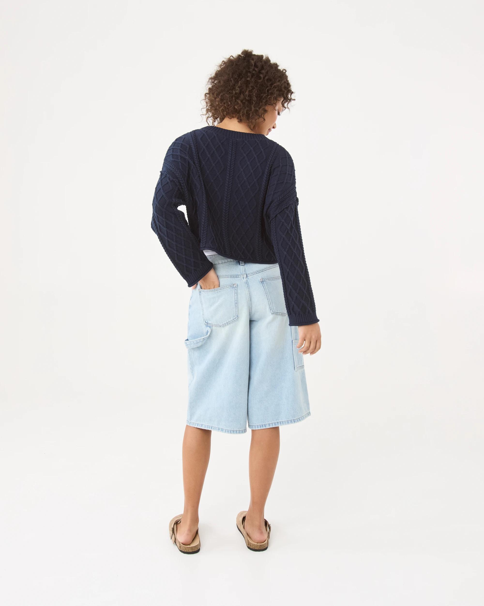 4 Oversized Cable Cardigan Navy Blaze, 4 of 8