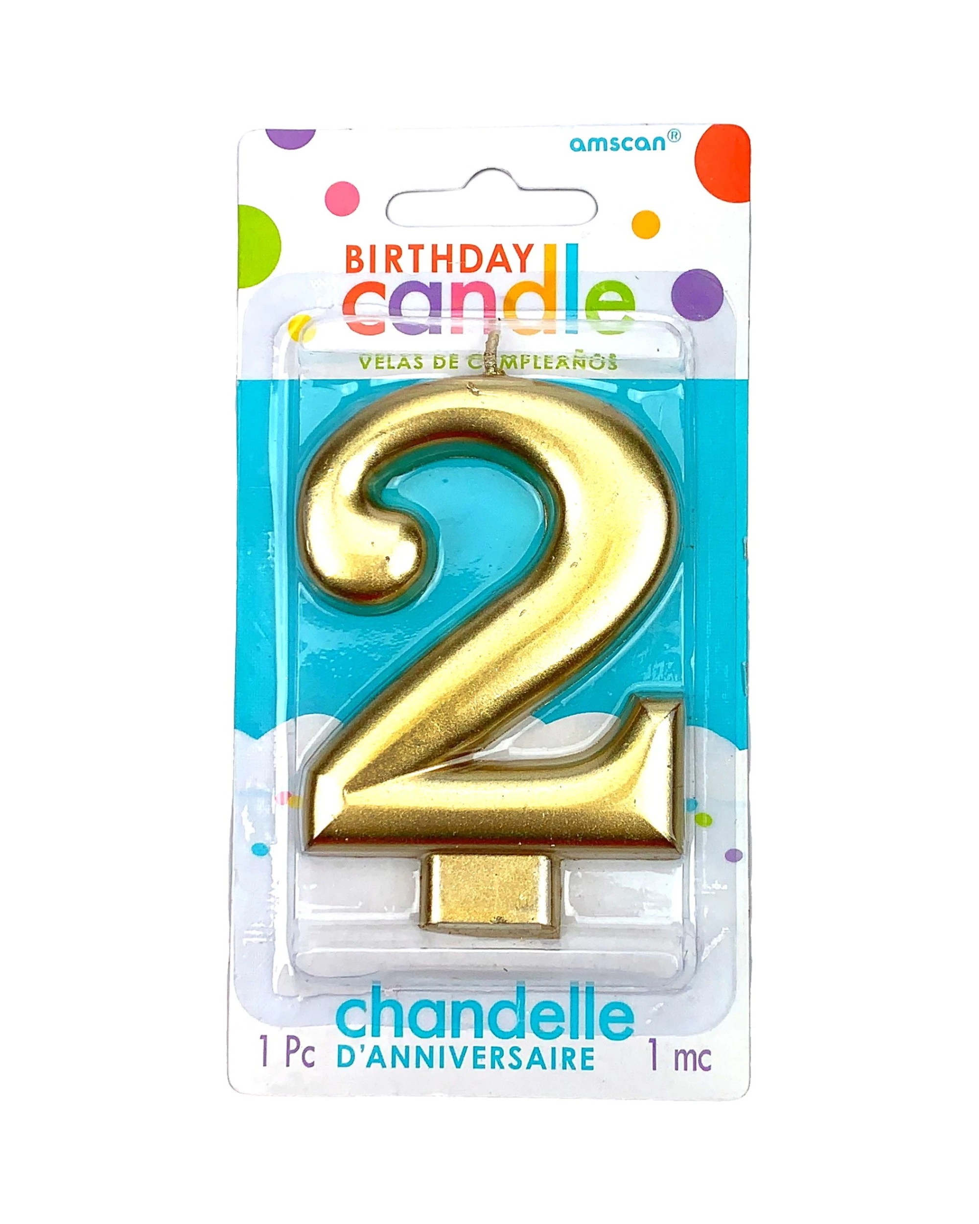 2 Amscan Inc. Metallic Number 2 Candle - Gold, 2 of 2