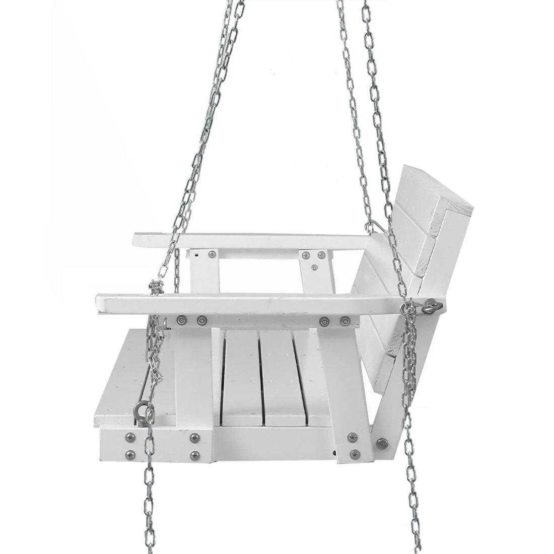 4 Gardeon Porch Swing Chair With Chain Outdoor Furniture Wooden Bench 3 Seat - White, 4 of 7