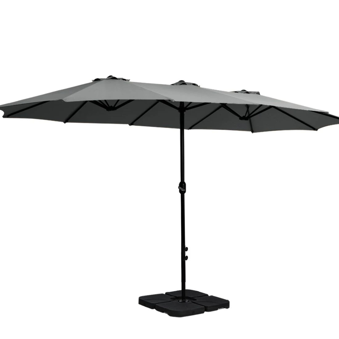 1 Instahut 4.57m Outdoor Umbrella w/Base Stand Beach Pole Garden Tilt - Grey, 1 of 5