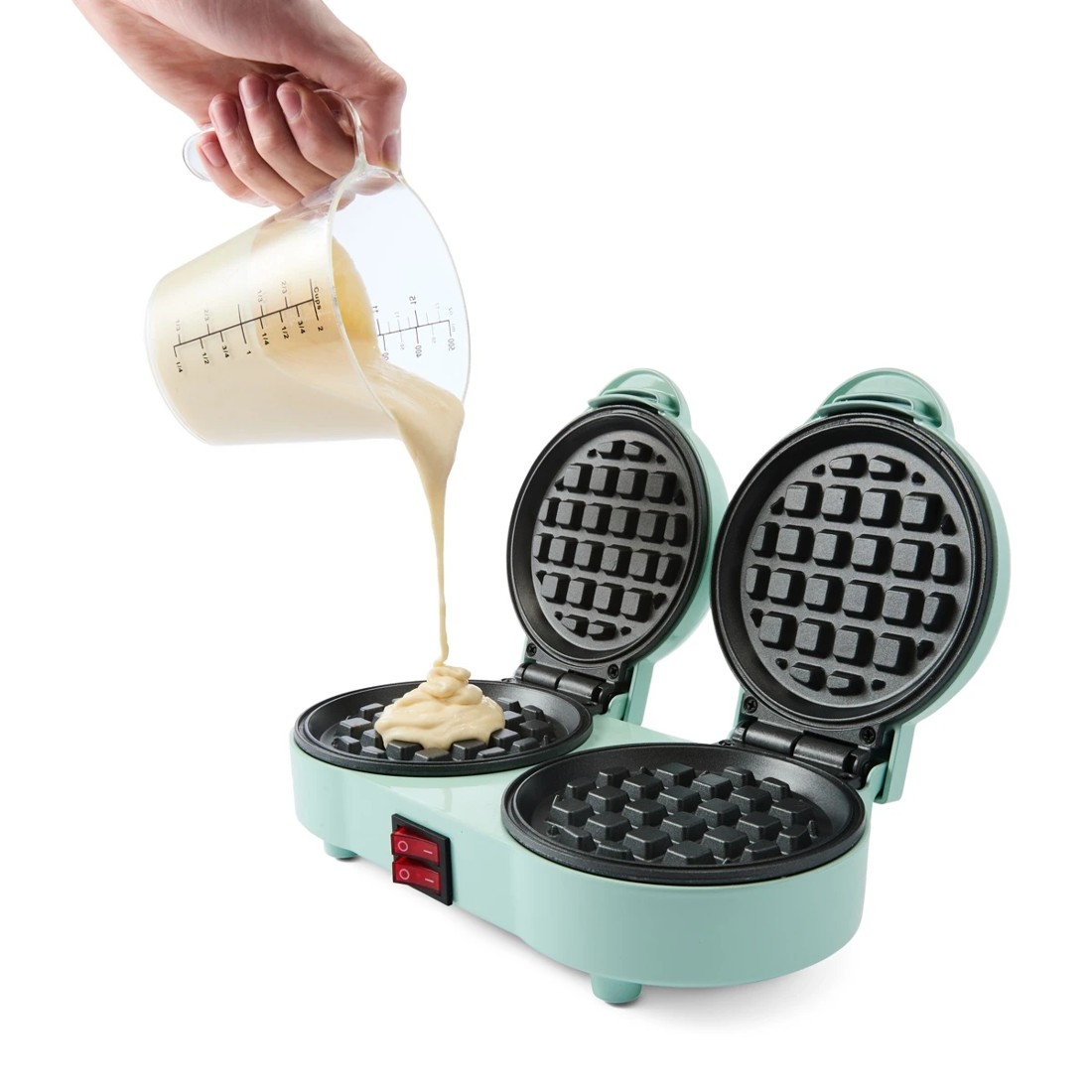 3 Double Waffle Maker - Green, 3 of 10