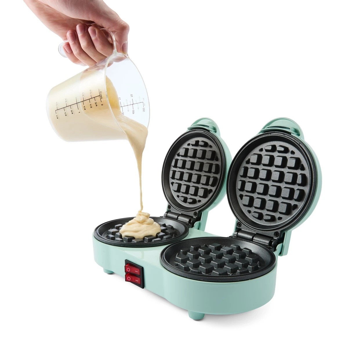 4 Double Waffle Maker - Green, 4 of 11