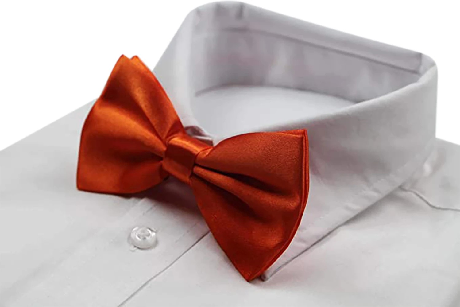 5 Zasel Mens Orange Solid Plain Colour Bow Tie - Orange, 5 of 5