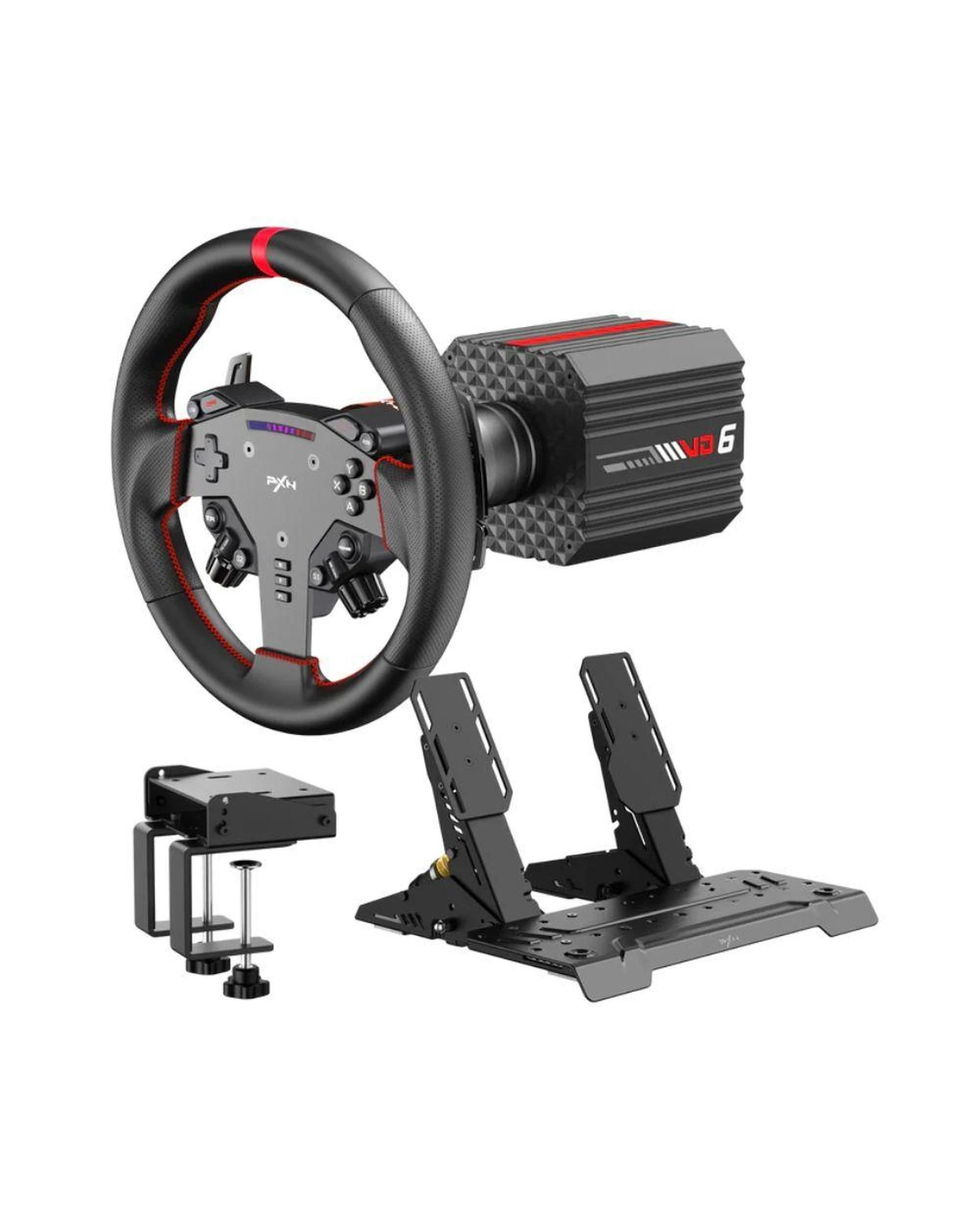 2 PXN VD6 Direct Drive Racing Simulator Bundle with 280 mm Wheel and 2 Pedal Set for PC, 2 of 3