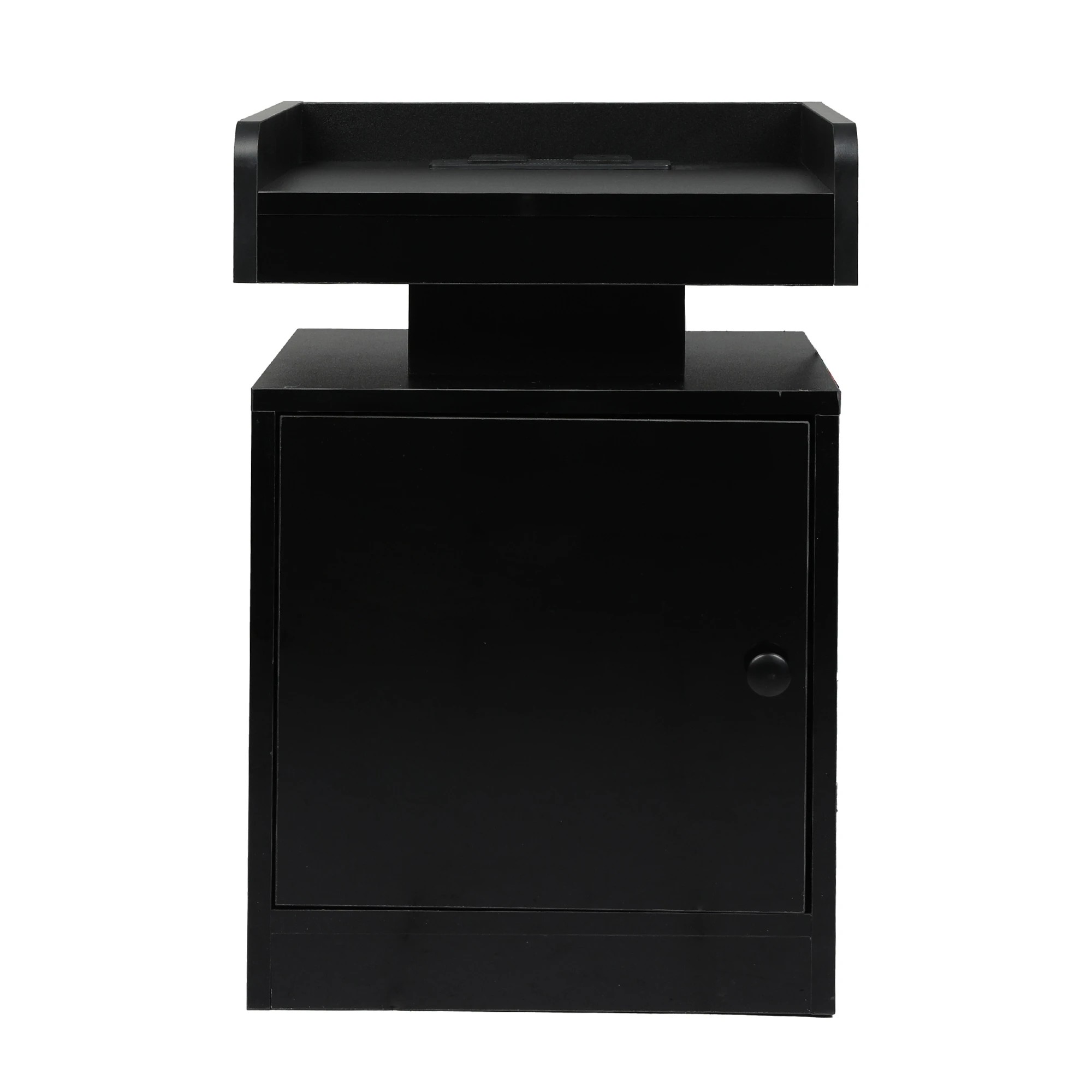 2 Levede Bedside Table USB Charger Outlet RGB LED Light Storage Cabinet Black, 2 of 7