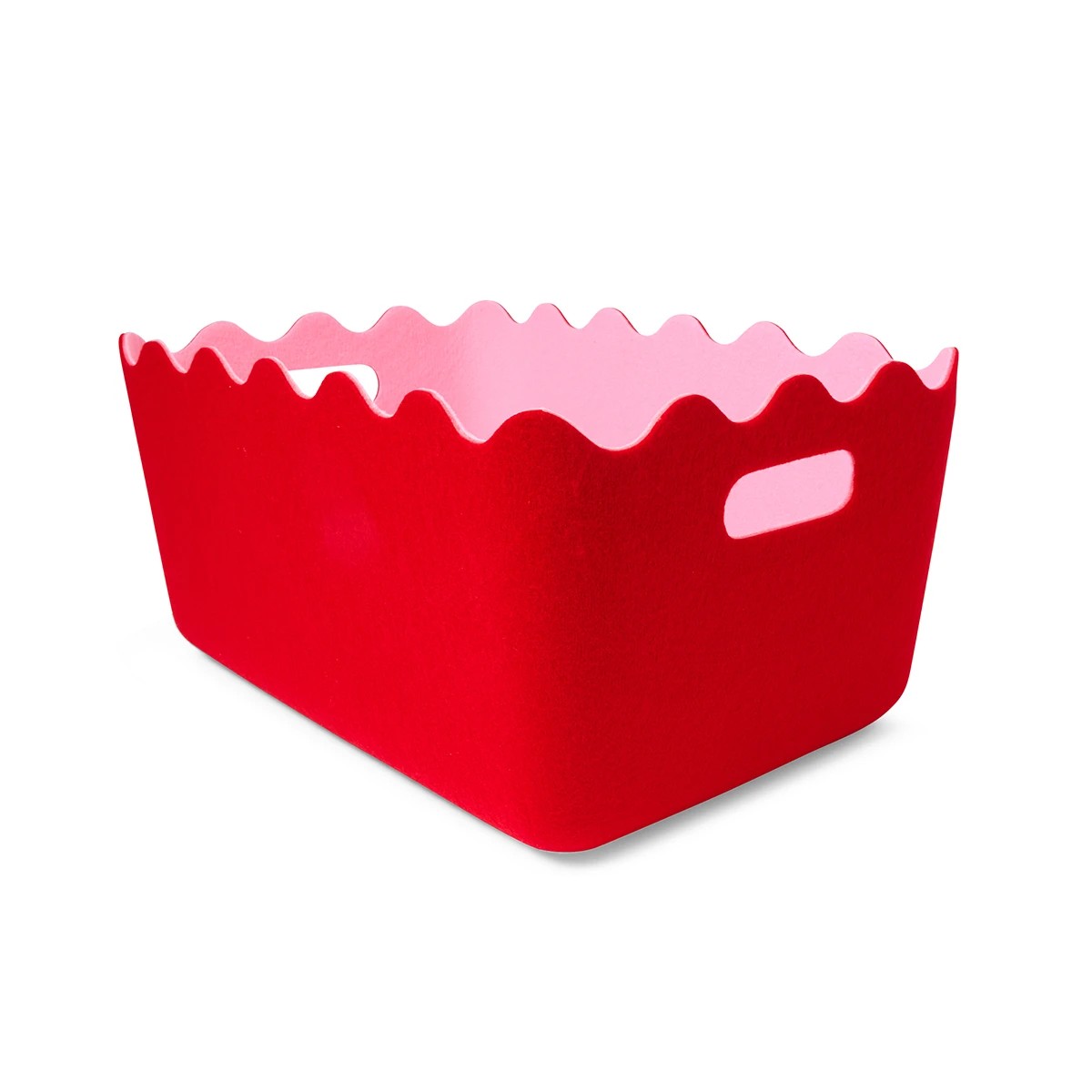 1 Two Tone Wave Felt Basket - Red, 1 of 7