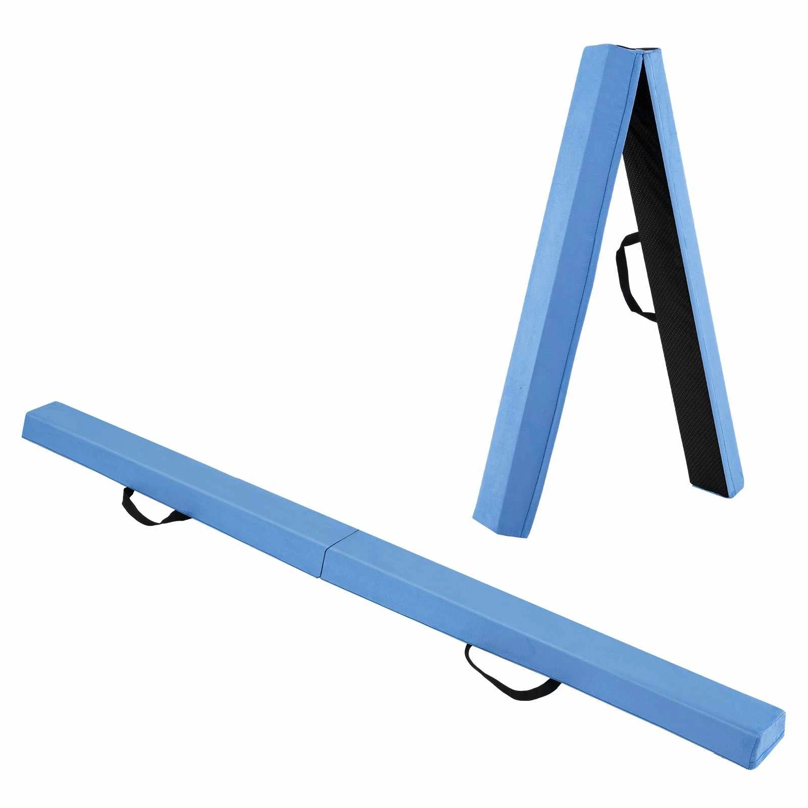 1 Costway 2.1M Folding Balance Beam Portable Floor Gymnastics Beam w/Handle - Blue, 1 of 4