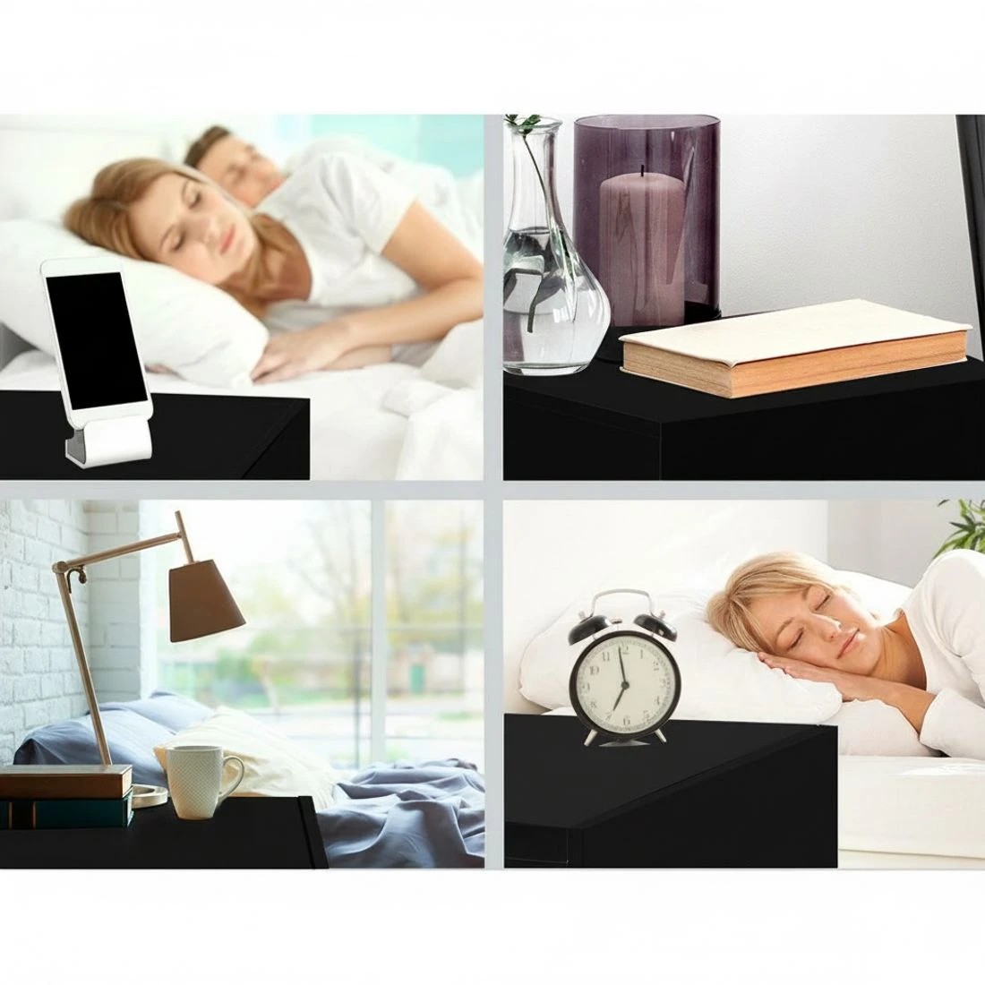 5 Artiss Bedside Table 2 Drawers Lift-up Storage - Black, 5 of 5