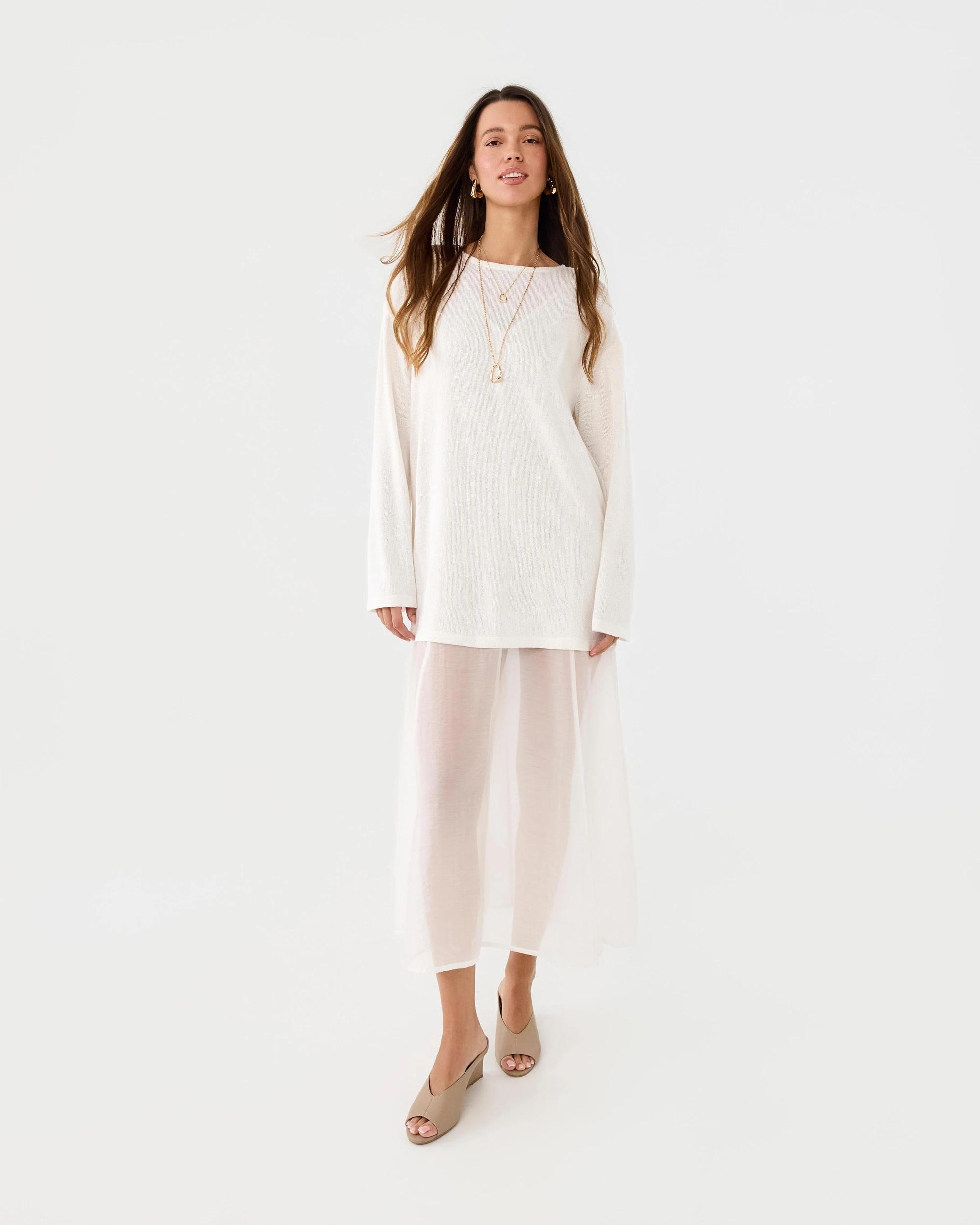 1 Long Sleeve 2-in-1 Jumper Maxi Dress Cld White, 1 of 9