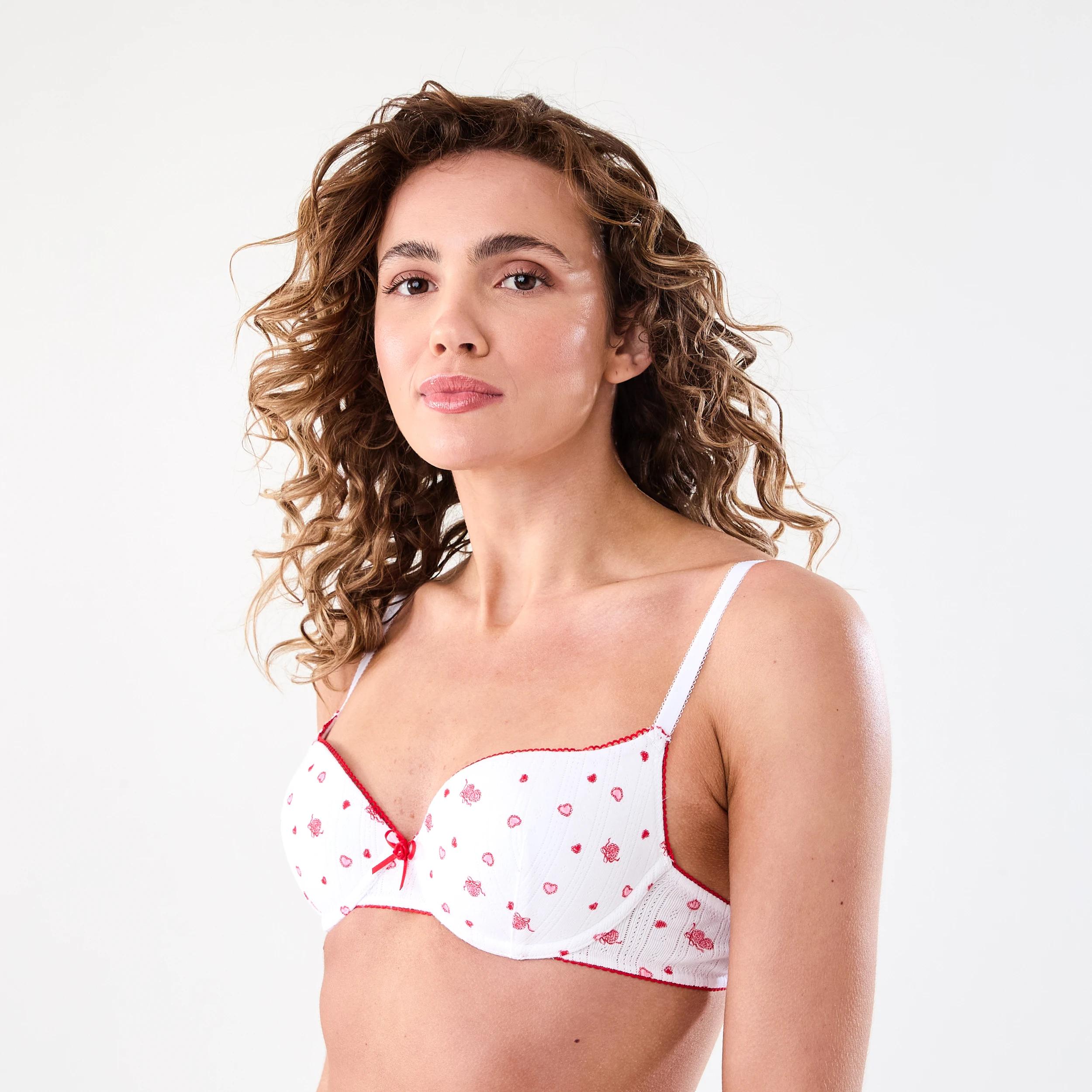 2 2 Pack Pointelle Print Push-Up Bra Heart Lock, 2 of 6