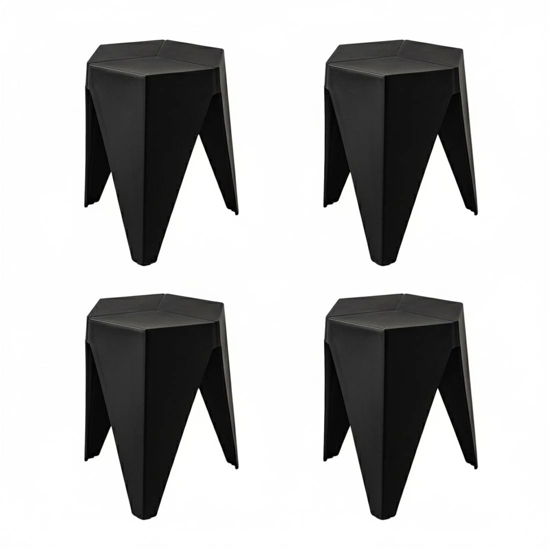 3 Artiss 4PC Puzzle Stool Plastic Bar Stools Stackable - Black, 3 of 5