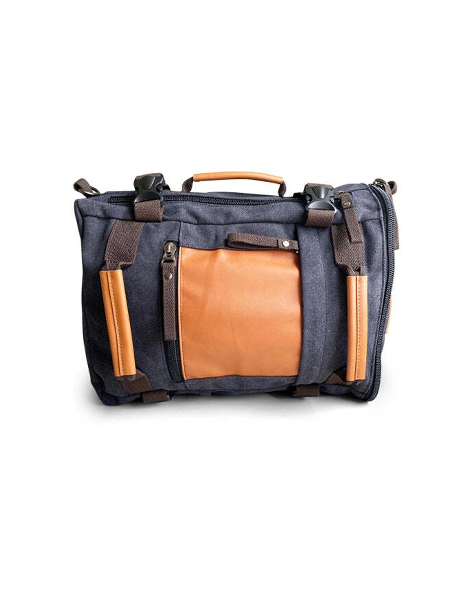 1 Mens Republic Messenger Backpack Combo Durable Washed Canvas Design 2-In-1 Bag - Black, 1 of 5