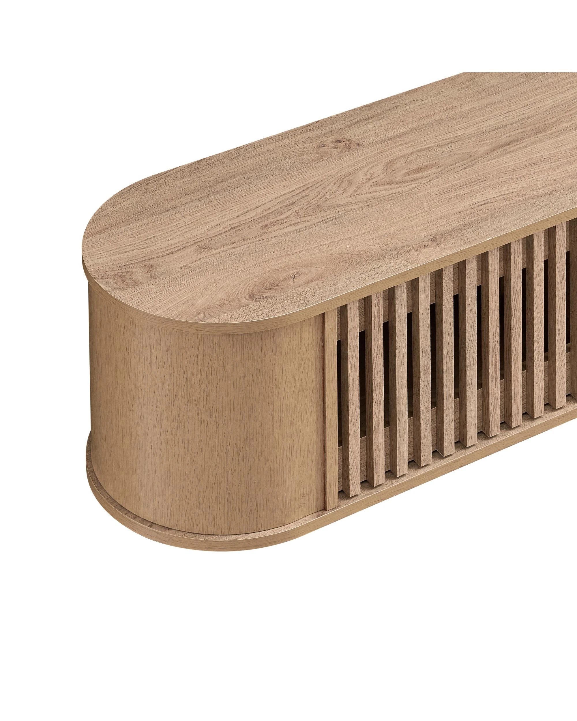 3 Kodu Wall Mount Entertainment TV Unit Floating 2 Doors 180cm Oak - Natural, 3 of 4
