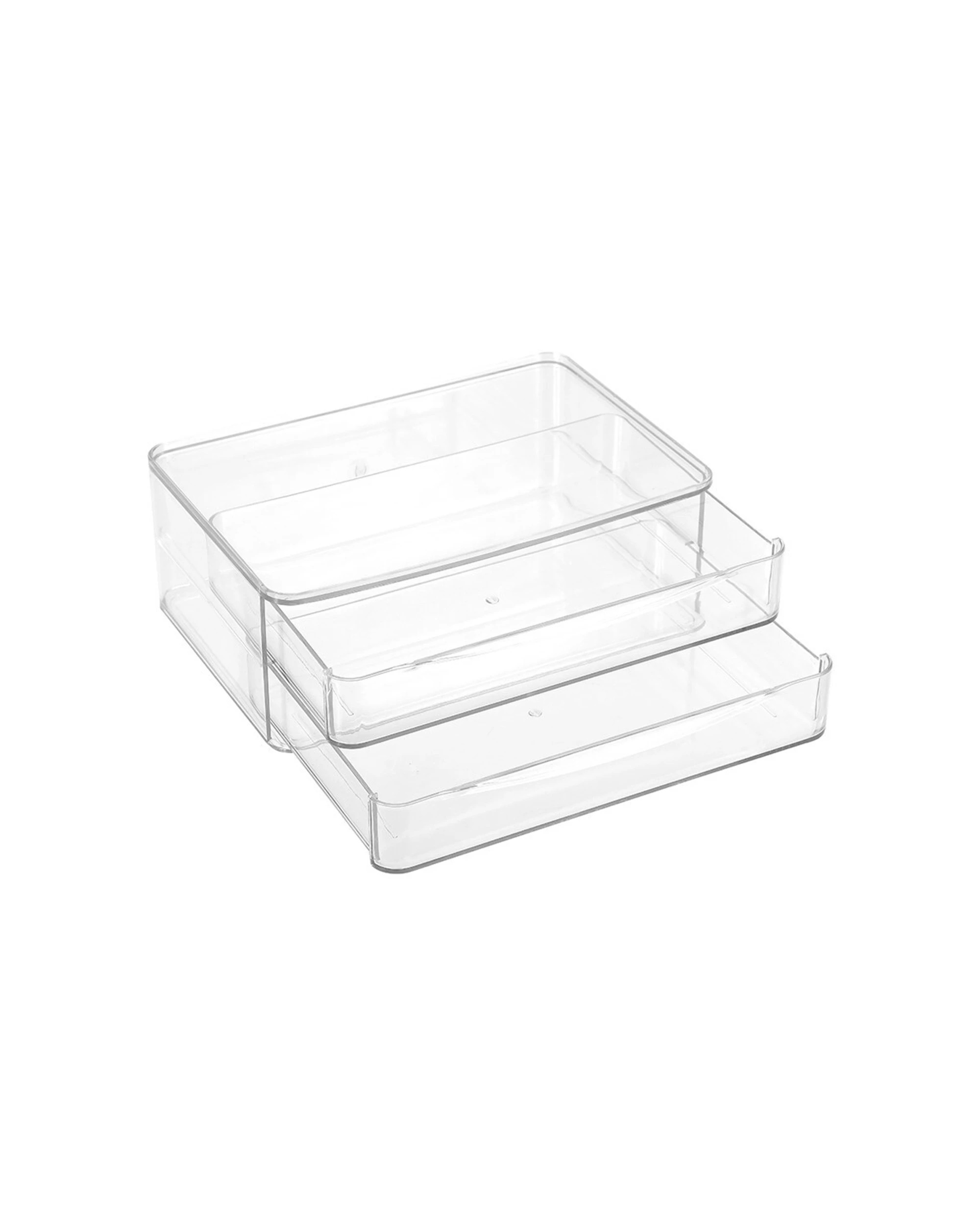 4 Boxsweden Crystal 2-Drawer Storage Unit Compact Durable Plastic Organiser 25x9.5cm - Clear, 4 of 5