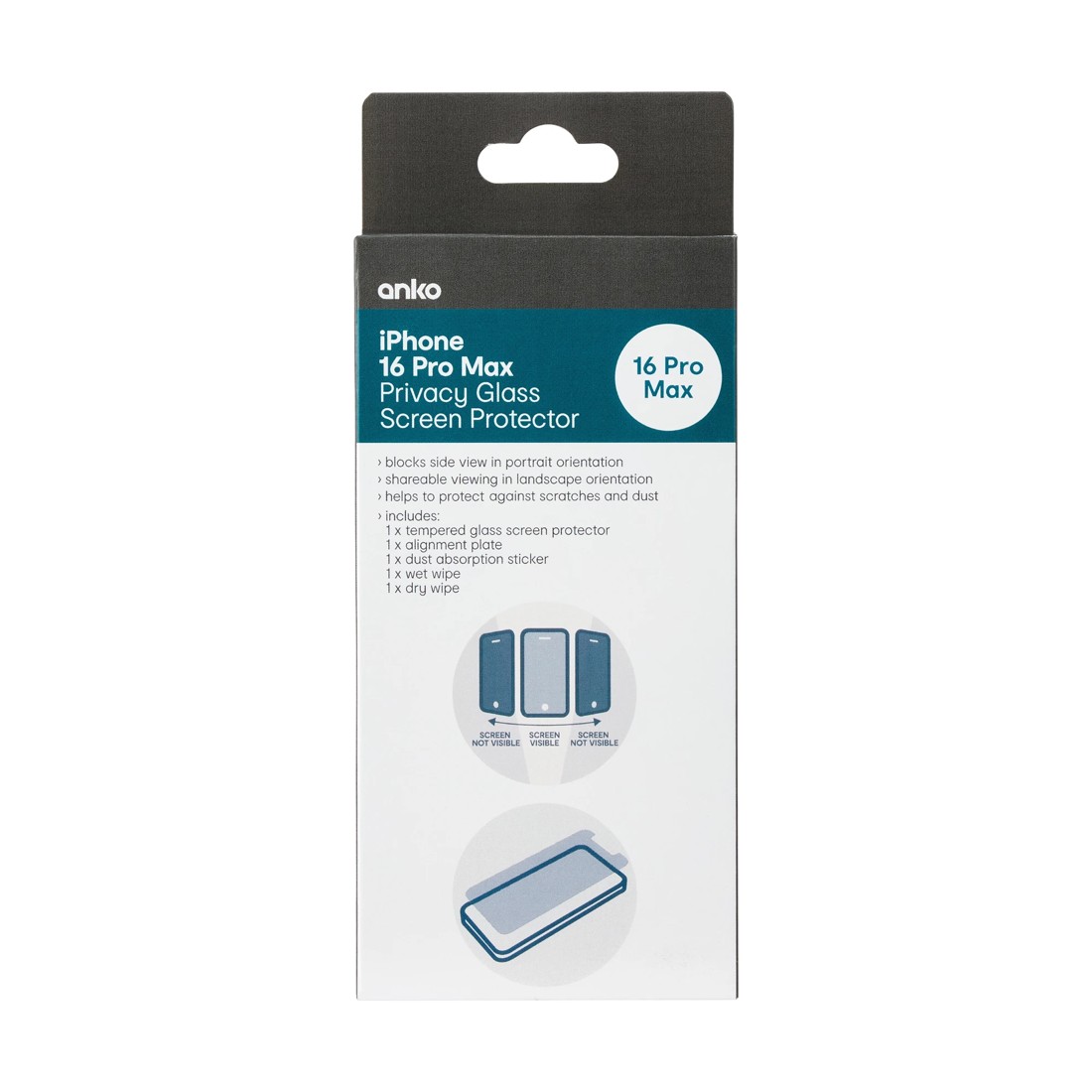 1 iPhone 16 Pro Max Privacy Screen Protector, 1 of 3