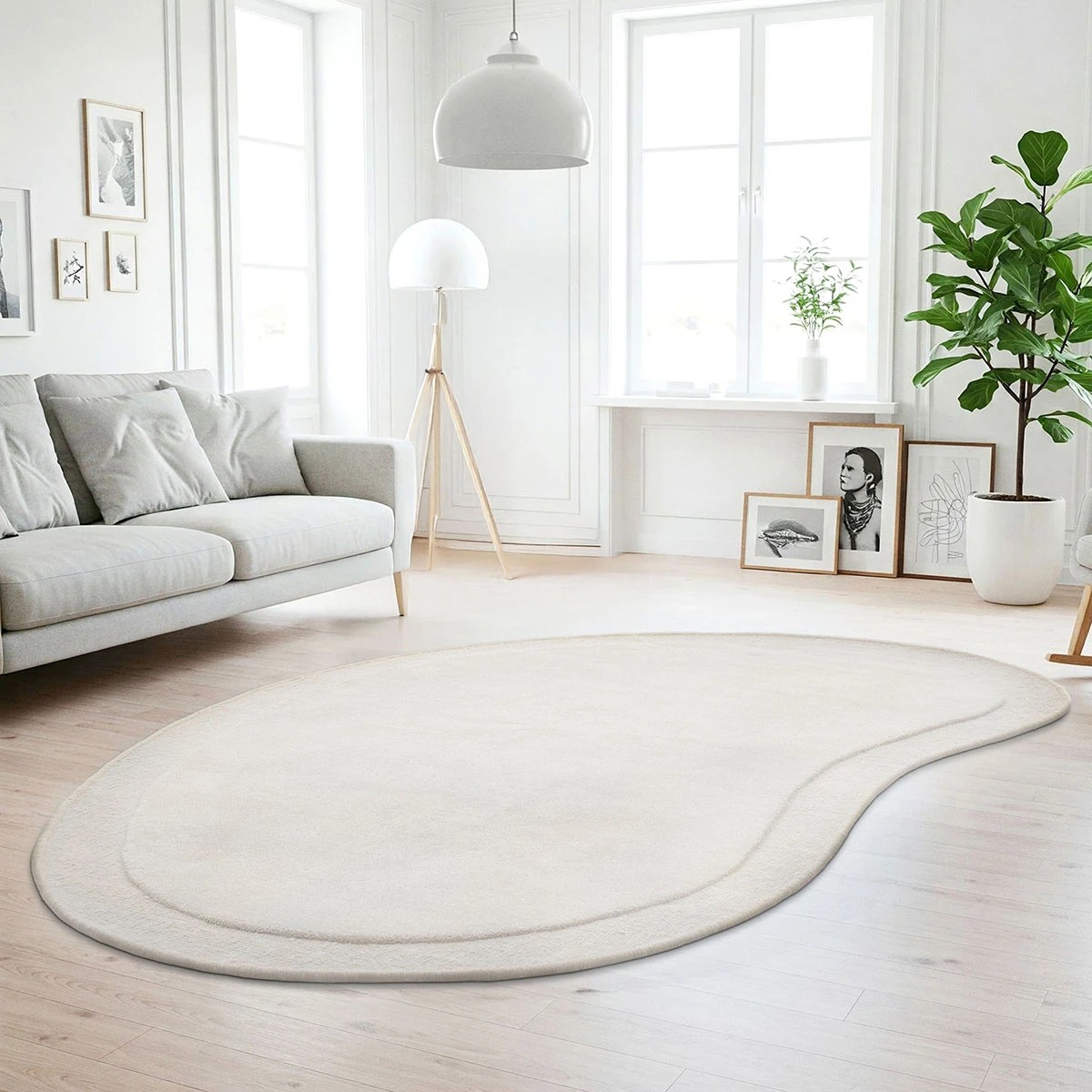 2 Common Ground Rugs Calista 165x115cm Shaped - Small Hand Tufted Wool Rug - White, 2 of 7