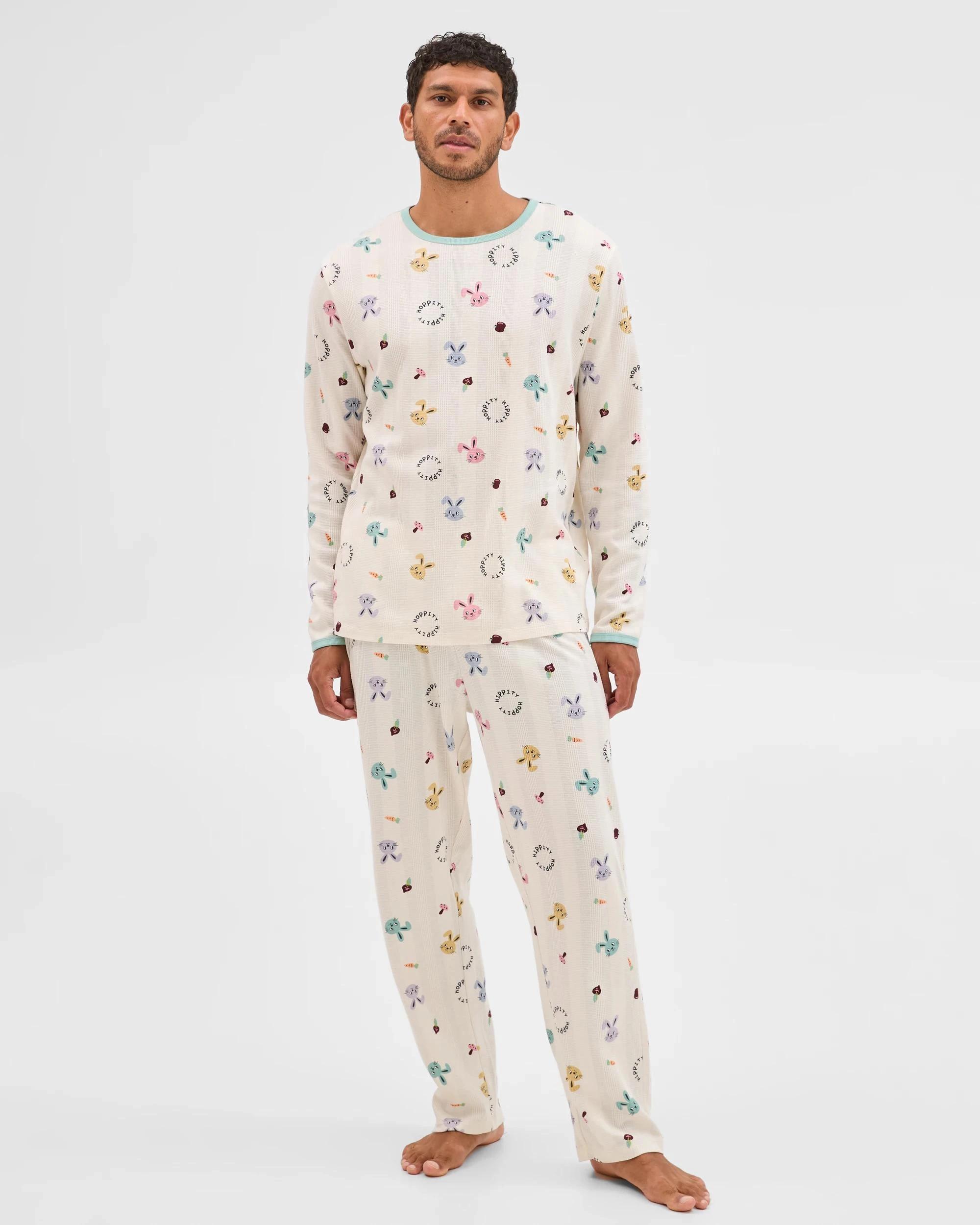 1 Target Man Family Matching Australian Cotton Easter Mens Pyjama Set - Bunny Head WAFFLE BUNNY, 1 of 9