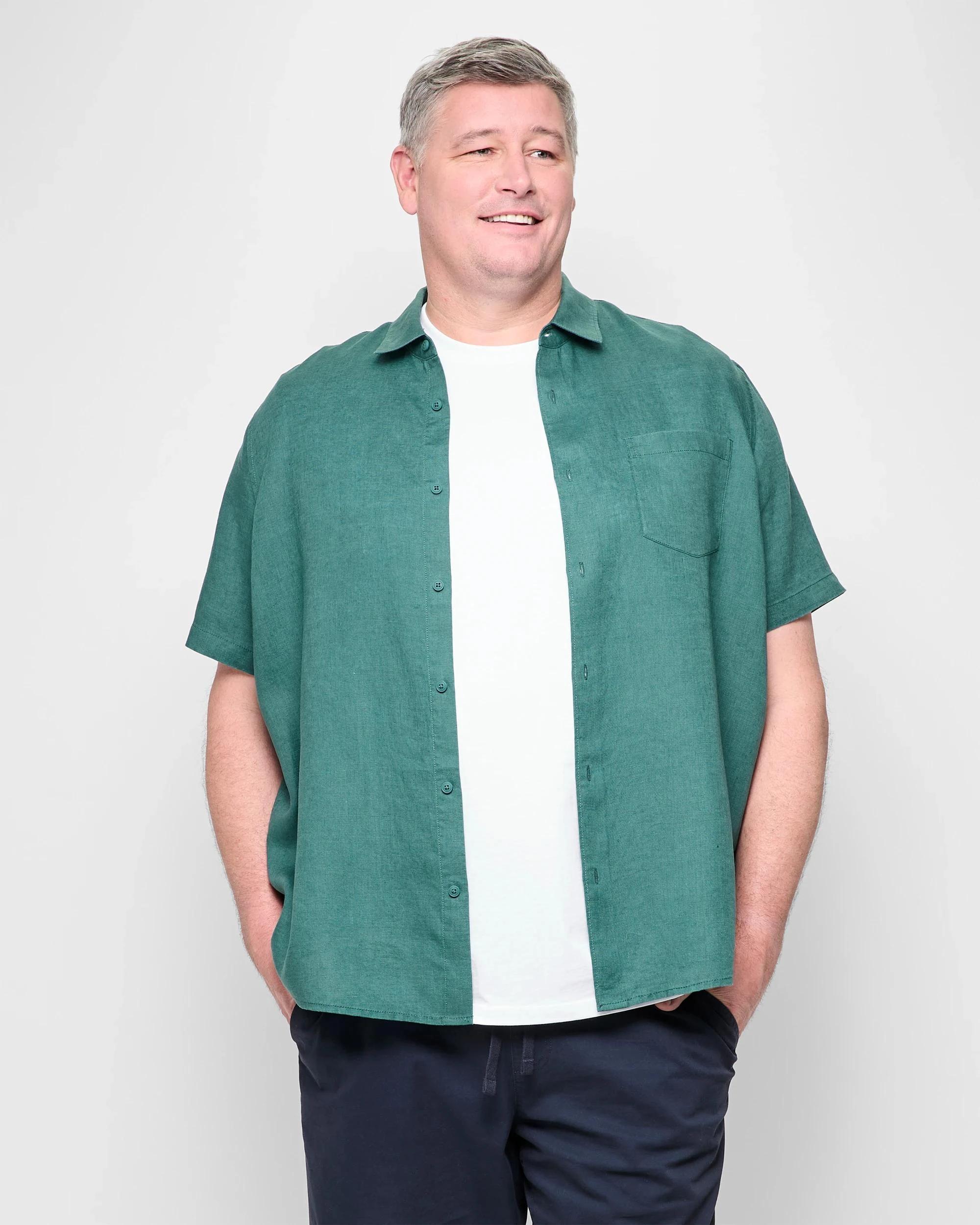 1 Target Plus Size European Linen Shirt TEAL, 1 of 5