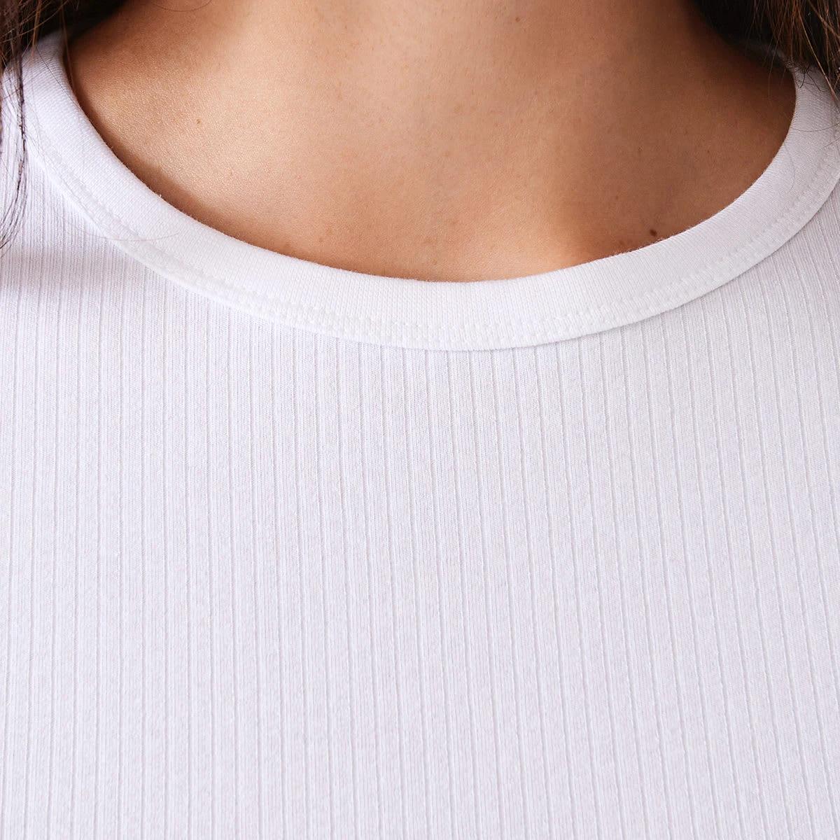 5 Long Sleeve Rib Crew Neck T-shirt White, 5 of 5