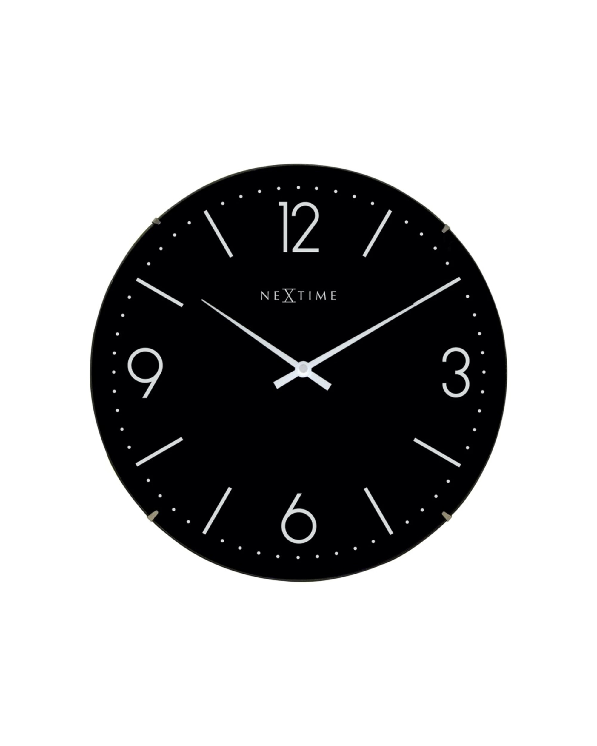 1 NexTime Basic Wall Clock Silent Sweep Dome Glass 35cm - Black, 1 of 1