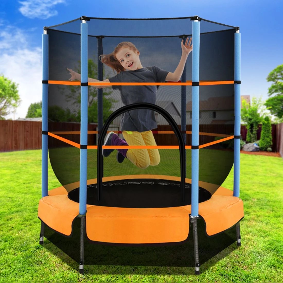 7 Everfit 4.5FT Trampoline for Kids w/ Enclosure Safety Net Rebounder Gift - Multi, 7 of 7