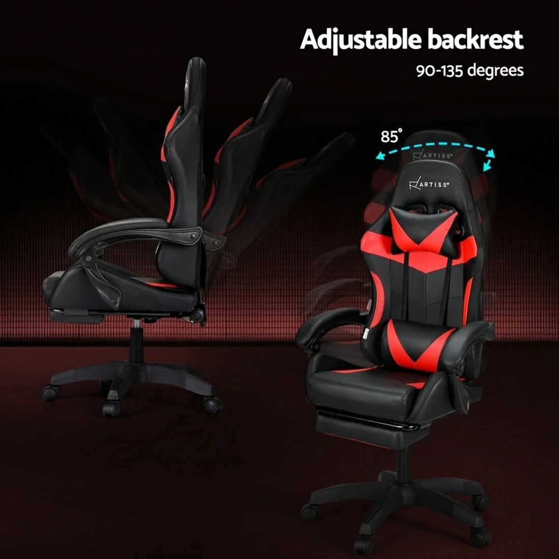 5 Artiss 6 Point Massage Gaming Office Chair 7 LED Footrest - Multi, 5 of 6