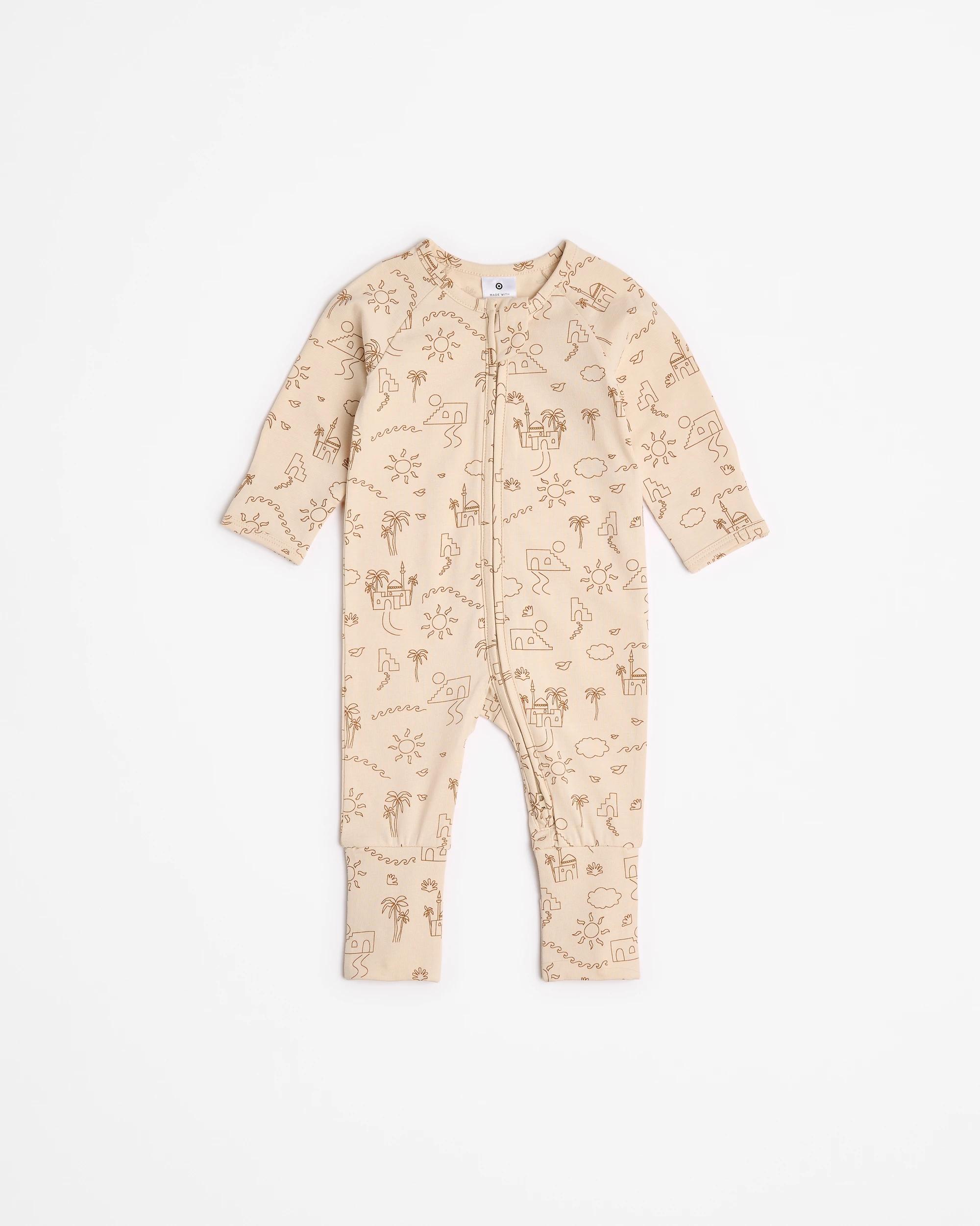 1 Target Organic Cotton Baby Footless Coverall CREAM SUMMER DAYS, 1 of 3