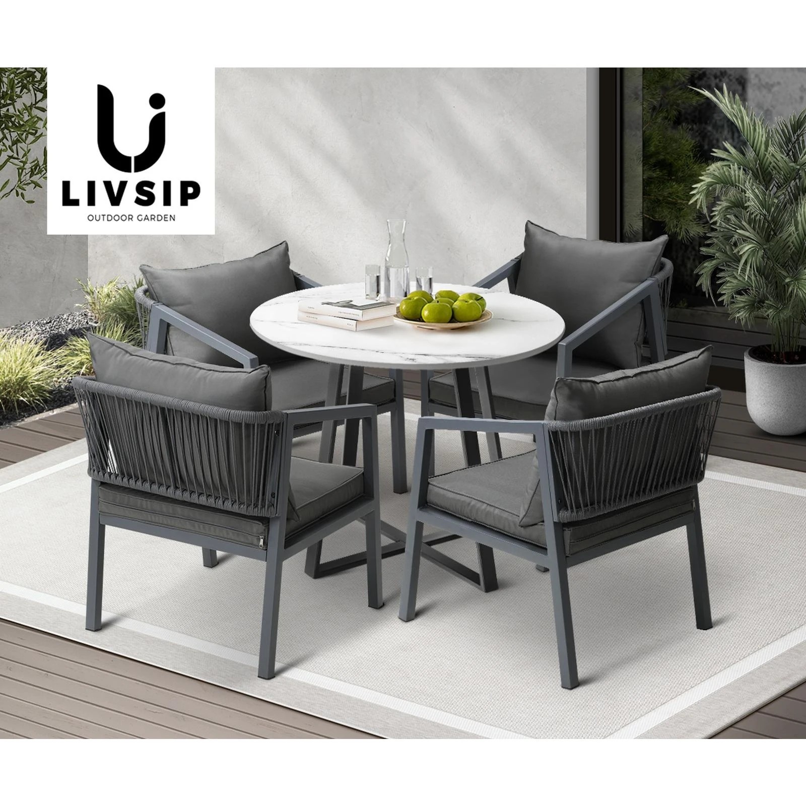 4 Livsip 5pcs Outdoor Dining Setting Table Lounge Chair Patio Furniture Bistro Set
 - Multi, 4 of 10
