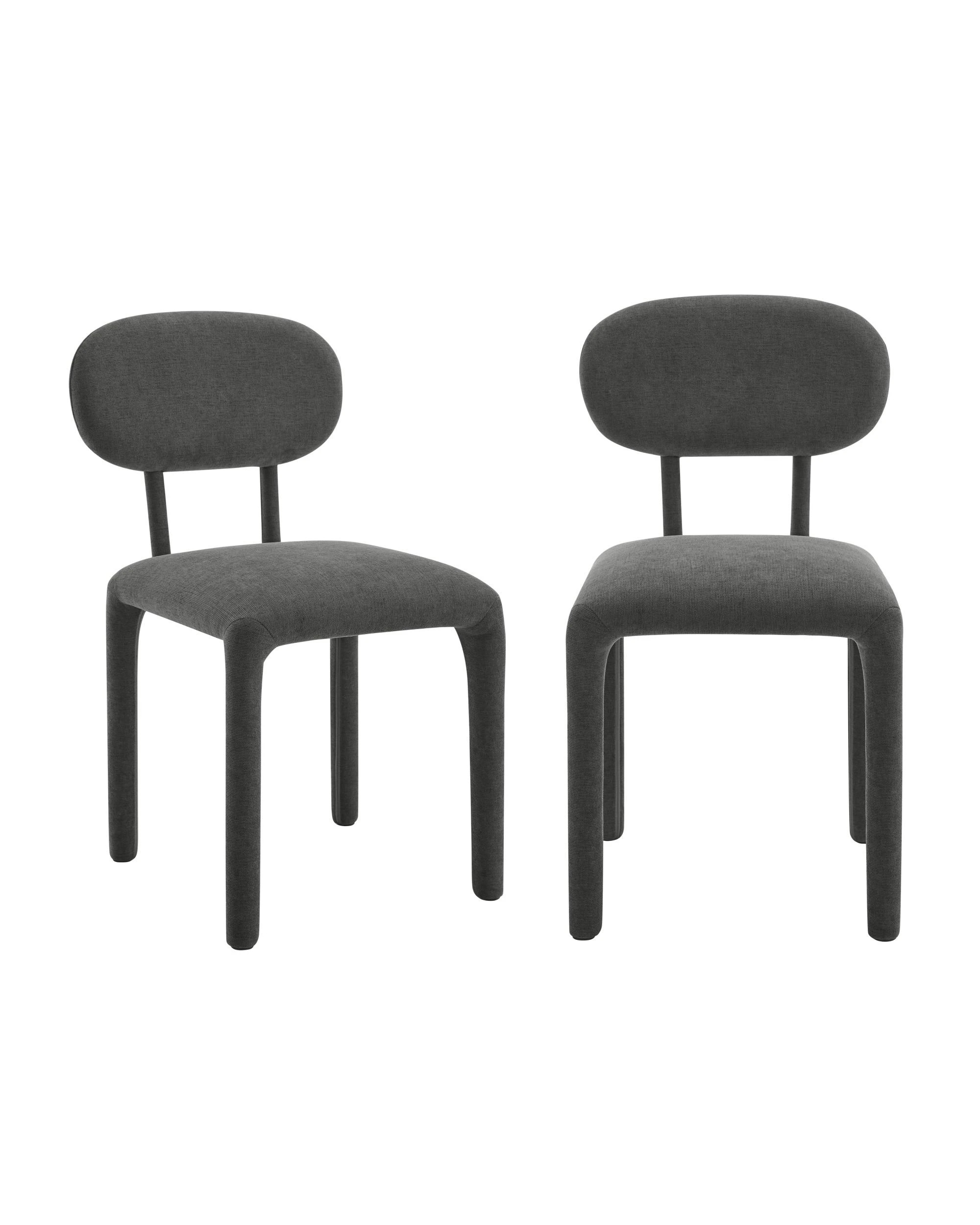 1 Kodu Full Upholstered Dining Chairs Set of 2 - Charcoal, 1 of 10