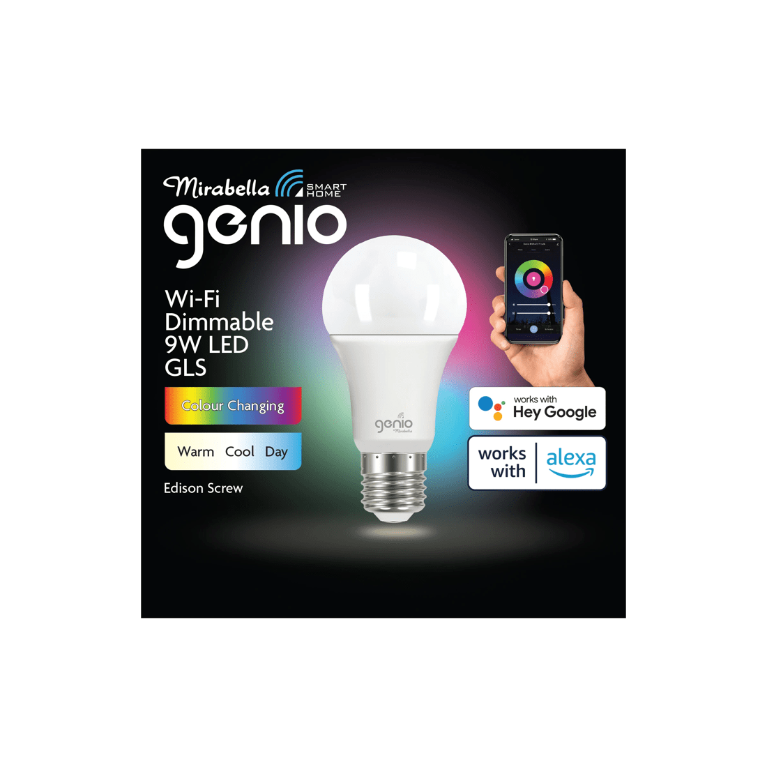 1 Mirabella Genio Wi-Fi Dimmable 9W LED Bulb, 1 of 6