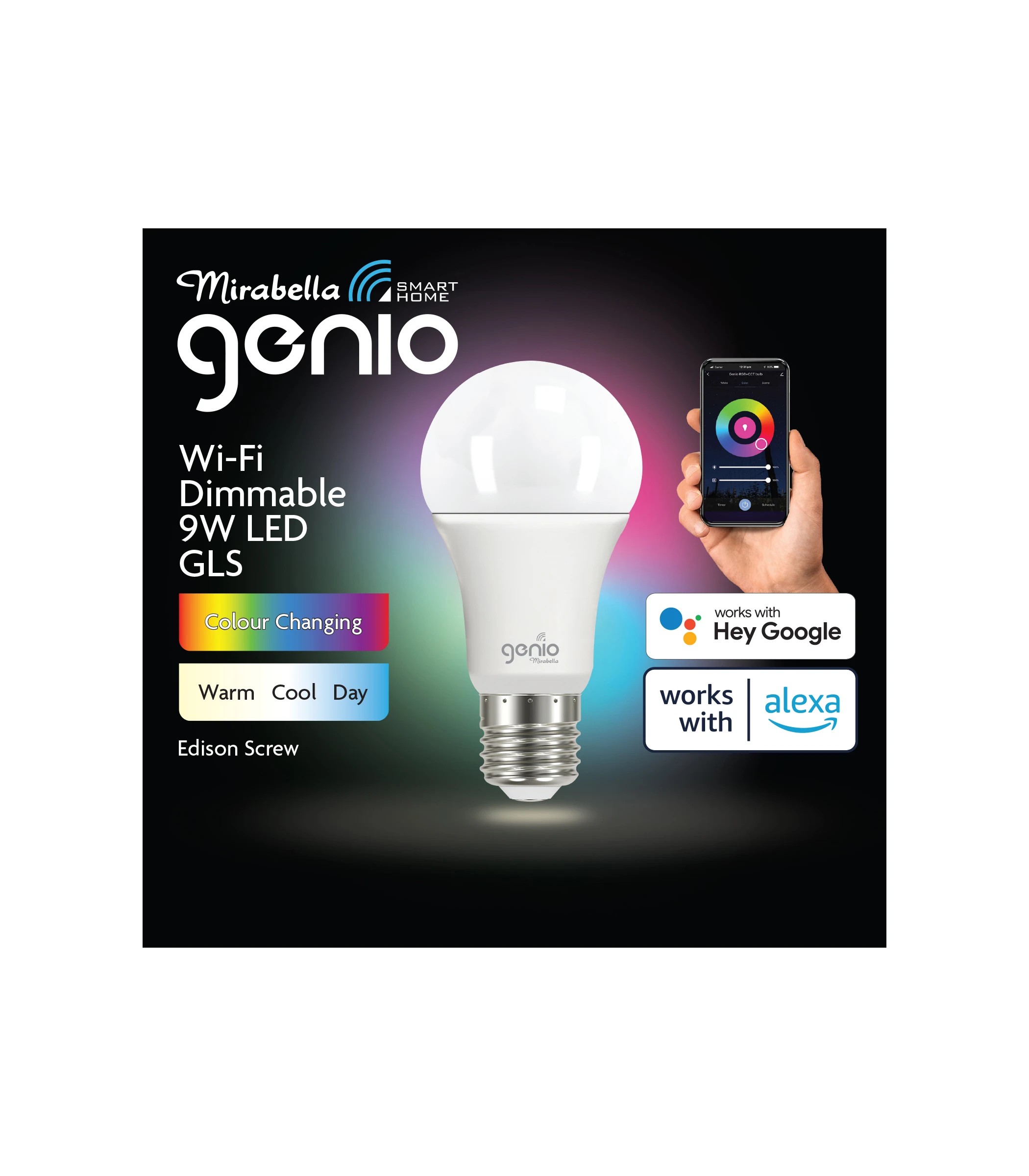 1 Mirabella Genio Wi-Fi Dimmable 9W LED Bulb, 1 of 6