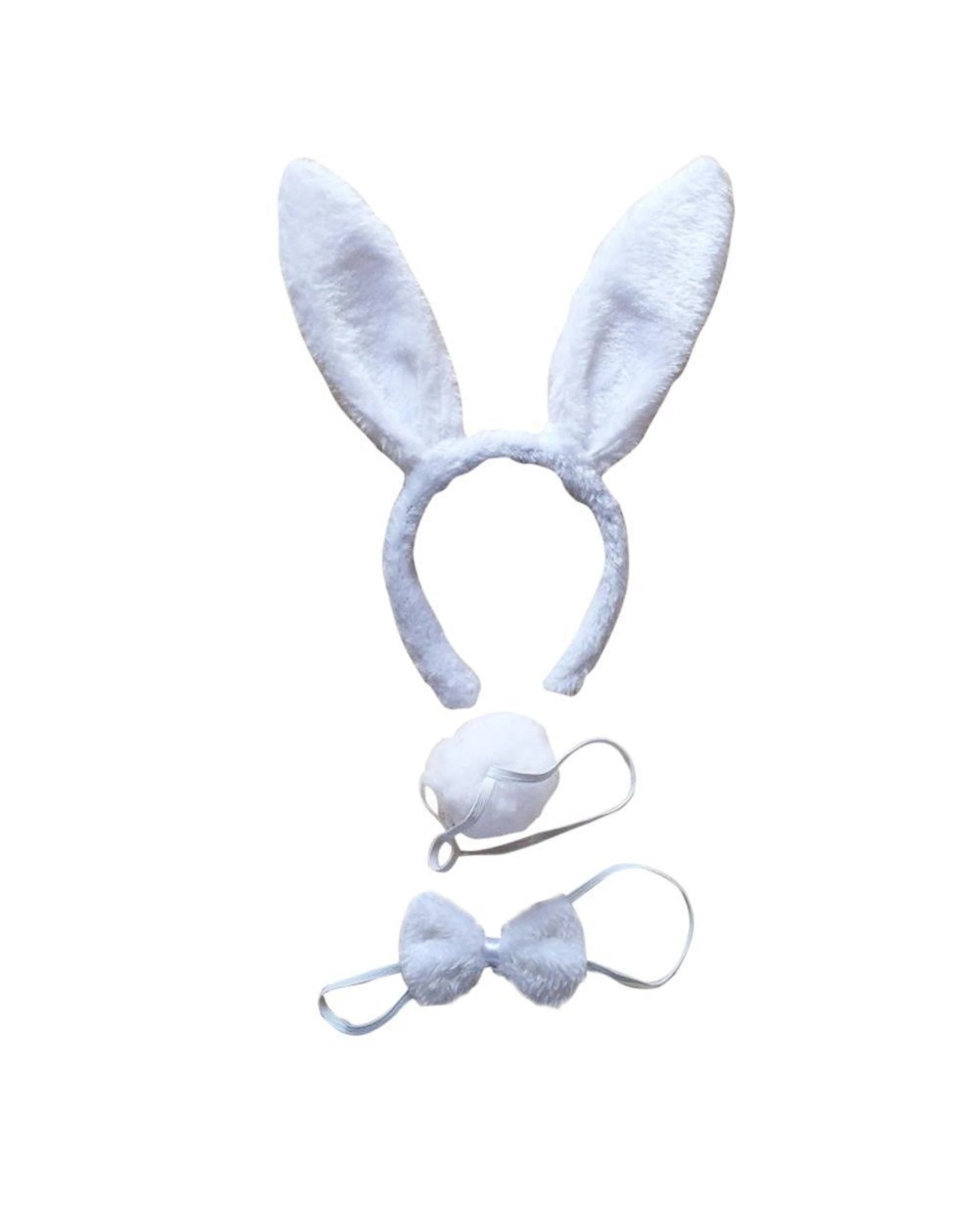 1 Br Costumes 3pcs Set Animal Costume Dress Up Party Bow Tie Tail Ears Book Week - White Rabbit, 1 of 2