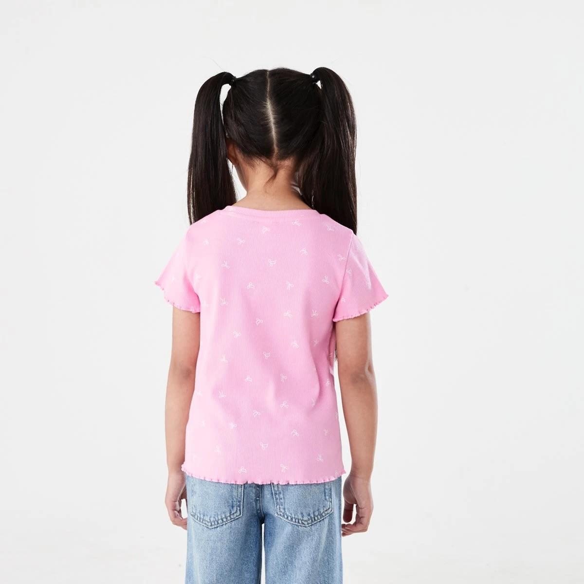 2 Short Sleeve Rib T-shirt CUTE BOWS PRISMATIC PINK, 2 of 7