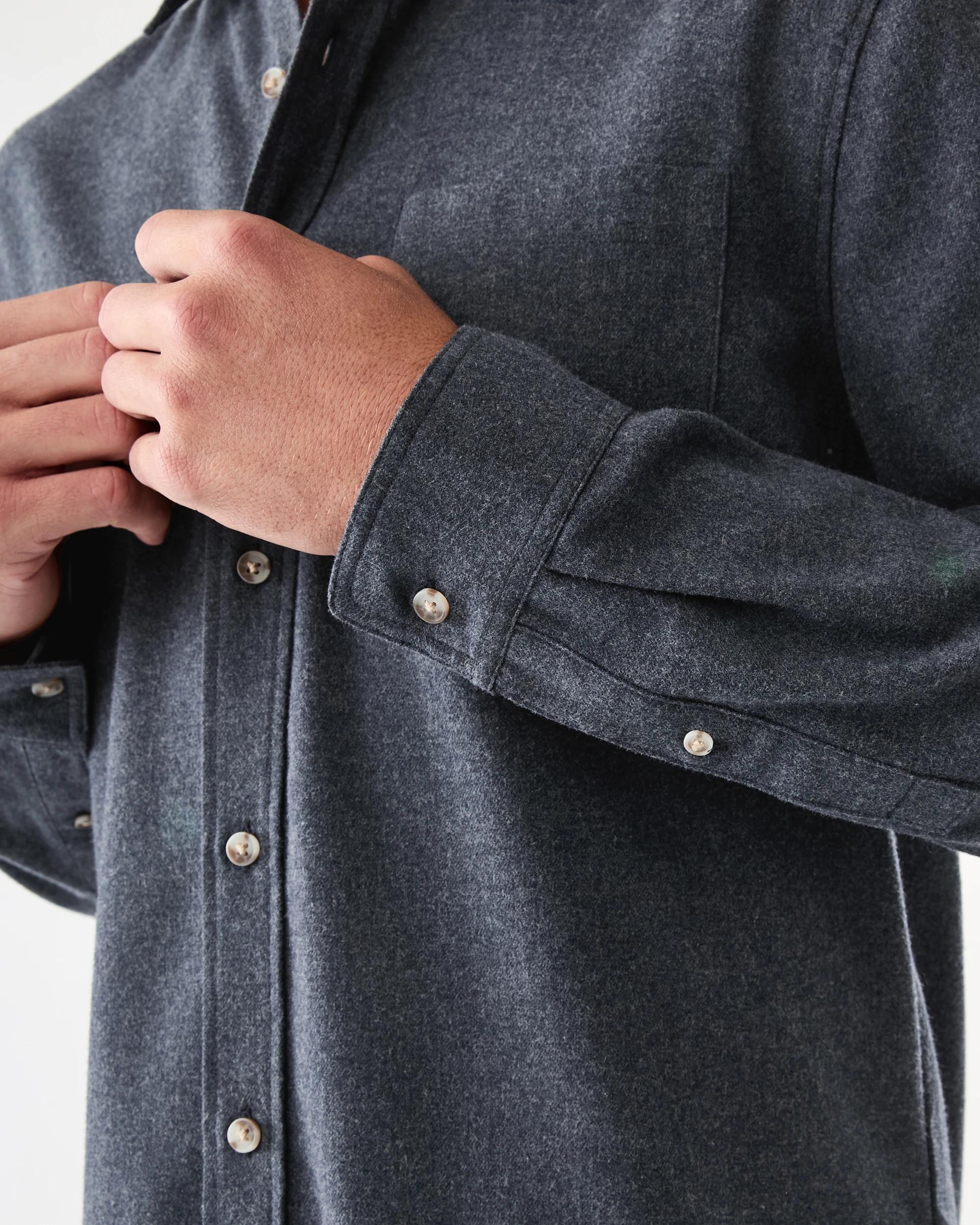 7 Long Sleeve Brushed Shirt Blu Marle, 7 of 8