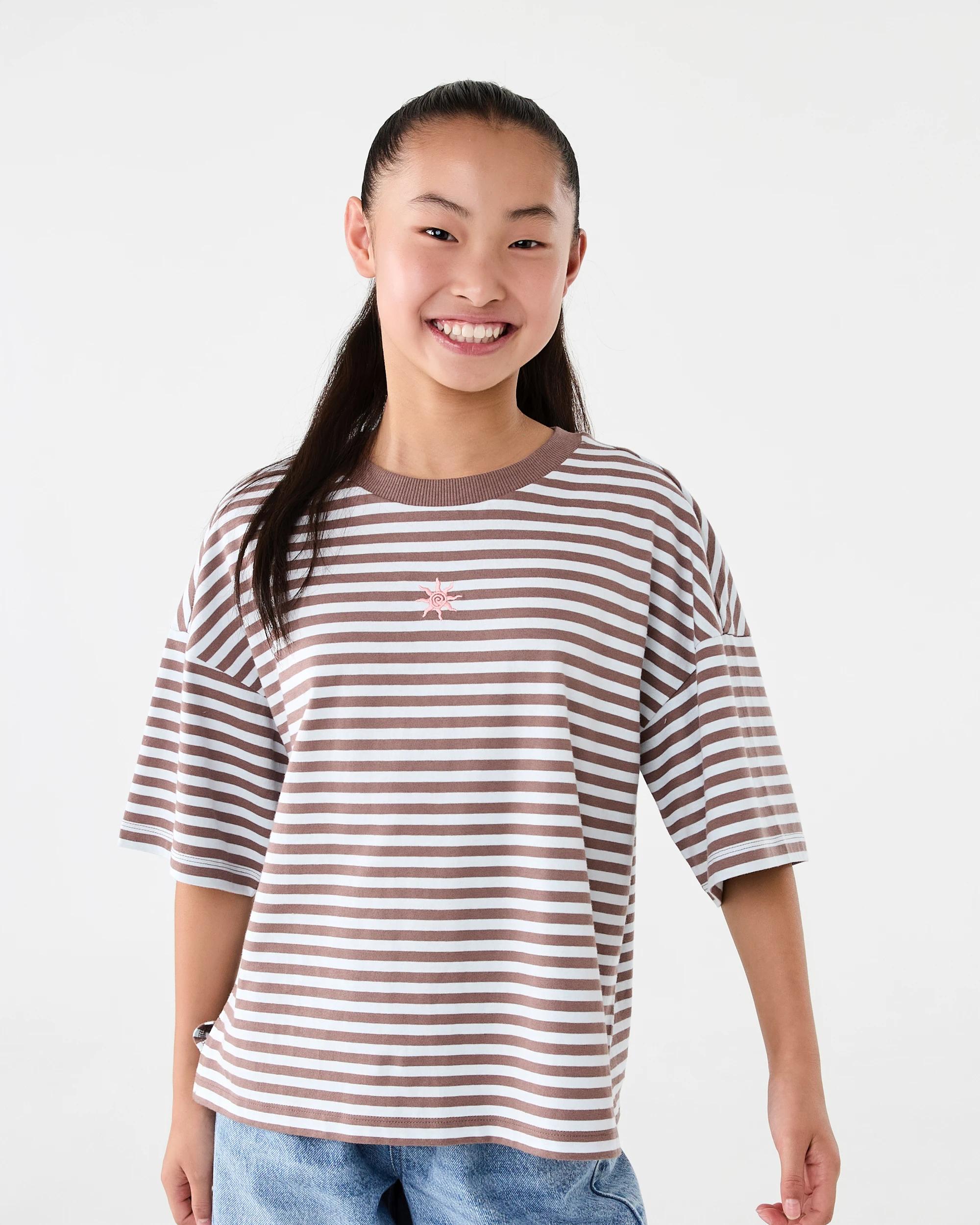 1 Short Sleeve Striped Oversized T-shirt Blu Stripe, 1 of 7