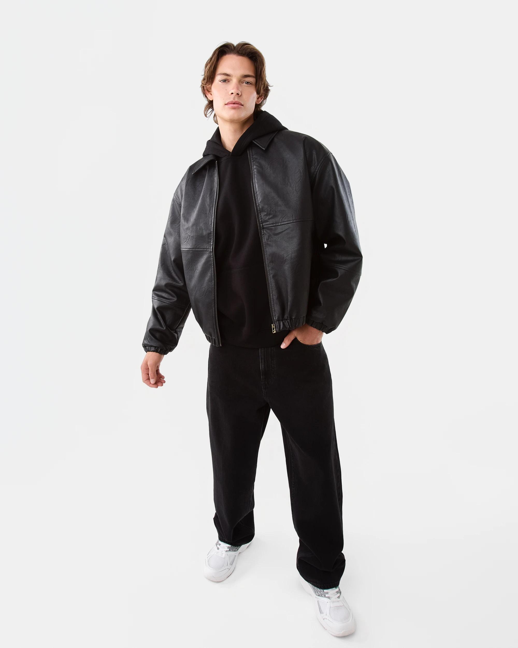 2 PU Bomber Jacket Black, 2 of 8