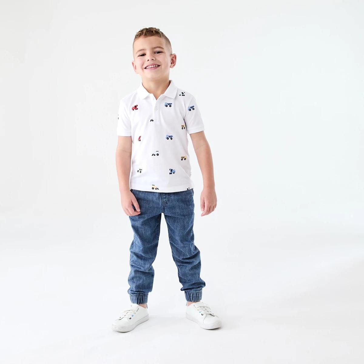 5 Embroidery Polo T-shirt SIMPLE MINI DIGGER WHITE, 5 of 6