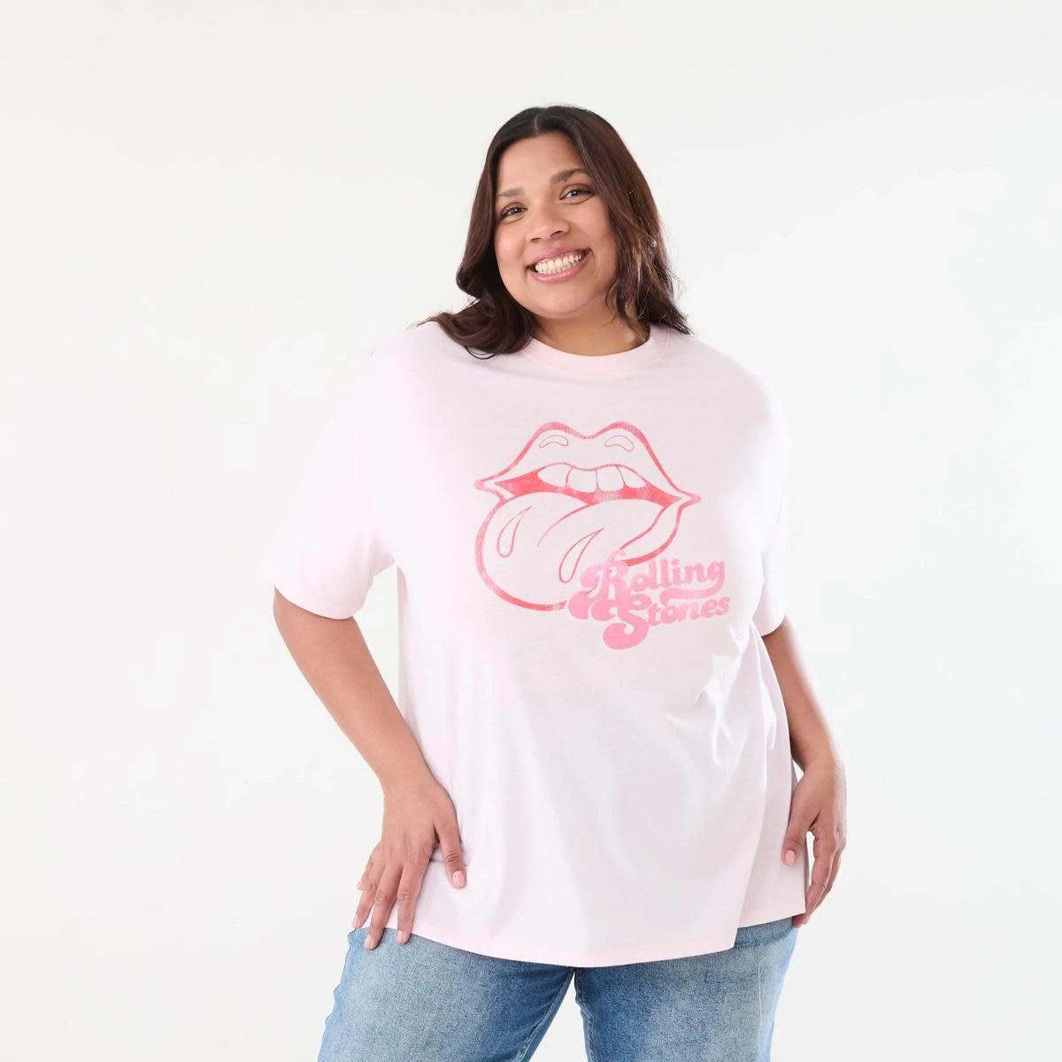 1 Curve Rolling Stones License Short Sleeve T-shirt ROLLING STONES PINK, 1 of 6
