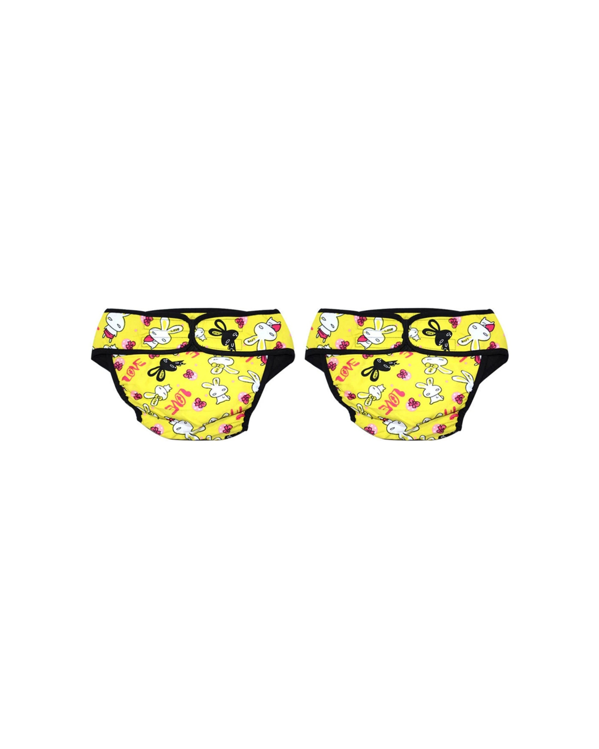 1 Cotton More 2pc Female Dog Reusable Sanitary Underpants Diaper Cotton Blend Large - Yellow, 1 of 2