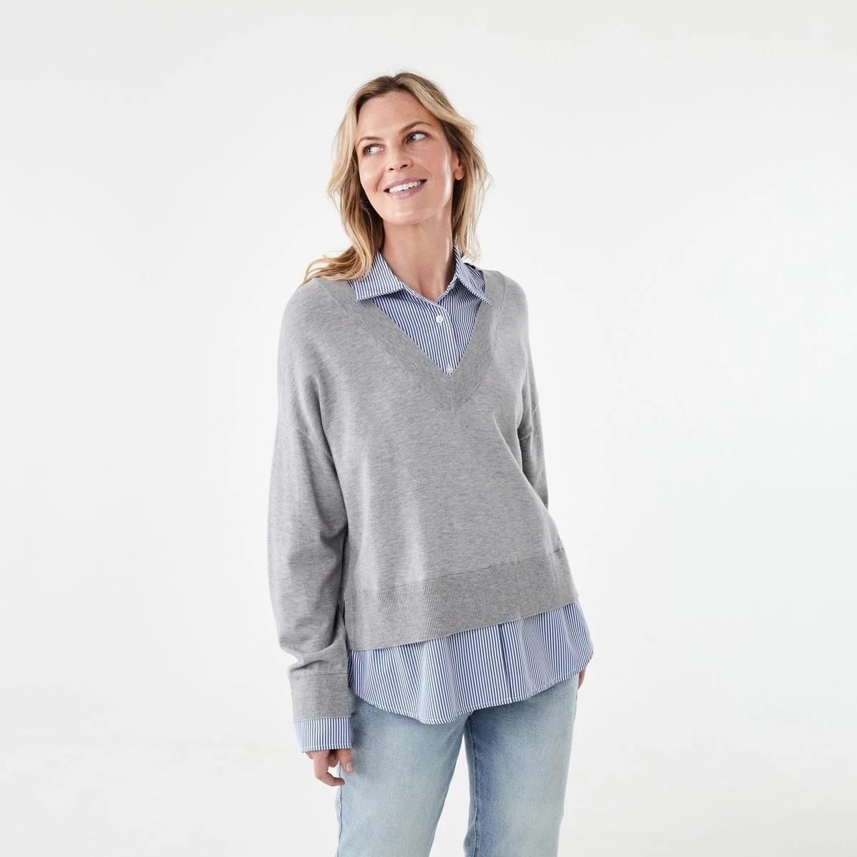 1 Twofer Jumper Grey Marle, 1 of 7