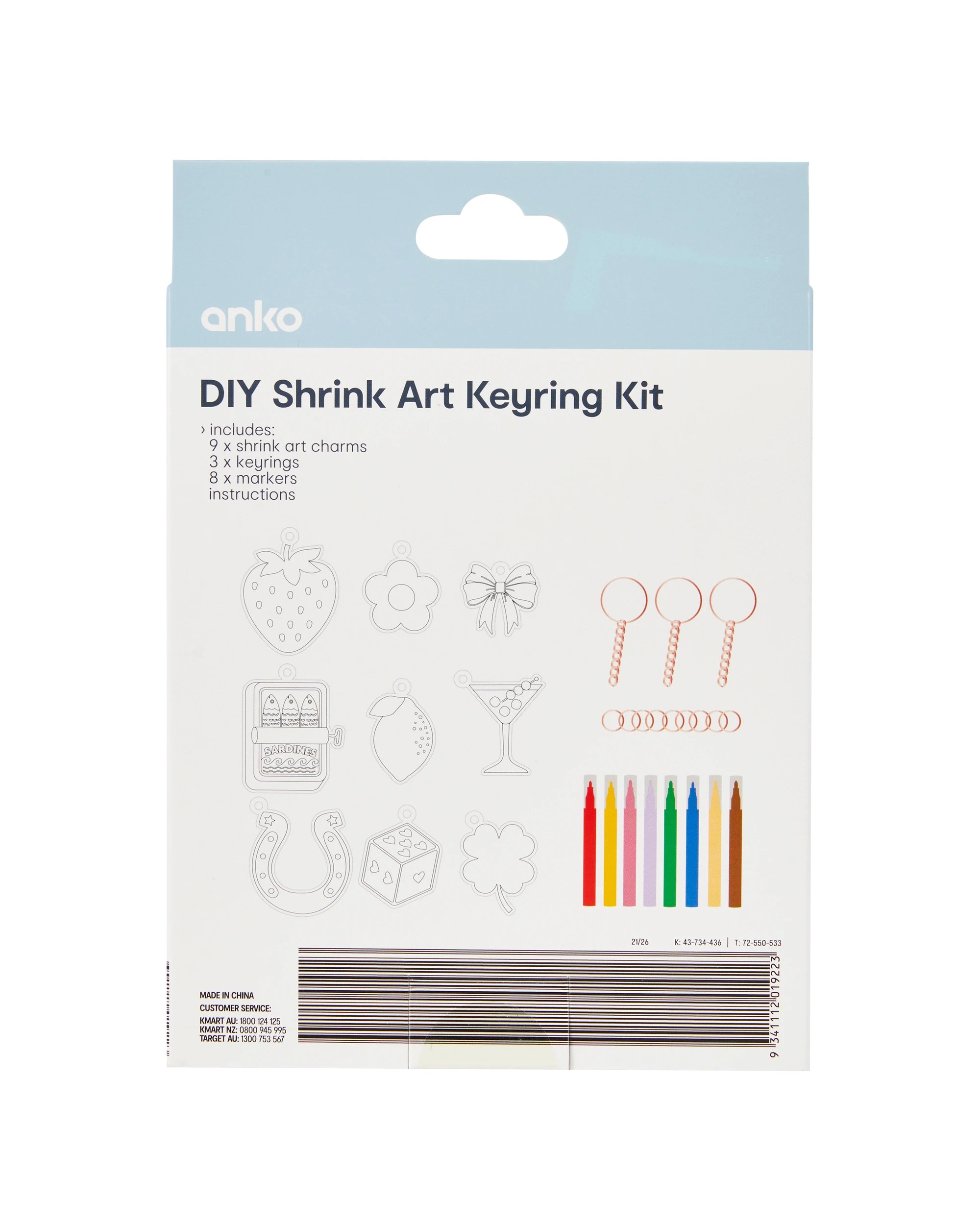 3 DIY Shrink Art Keyring Kit, 3 of 3