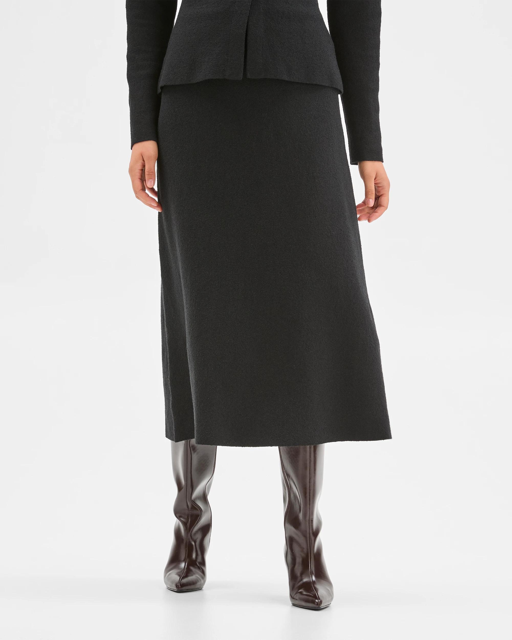 3 Preview Boucle Knit Midi Skirt BLACK, 3 of 6