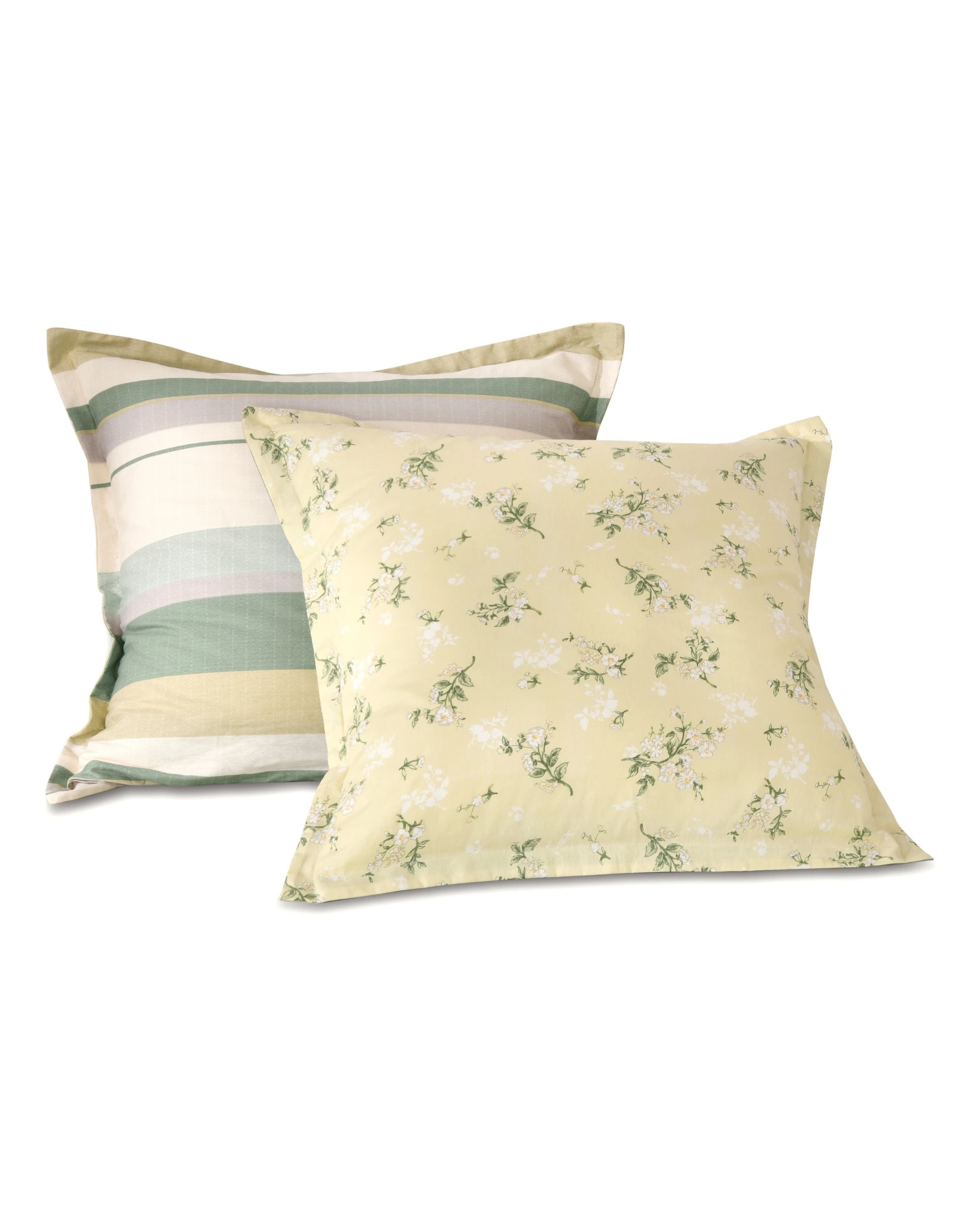 2 Dreamaker Otto 100% Cotton Reversible Tailored European Pillowcase Twin Pack - Green, 2 of 5