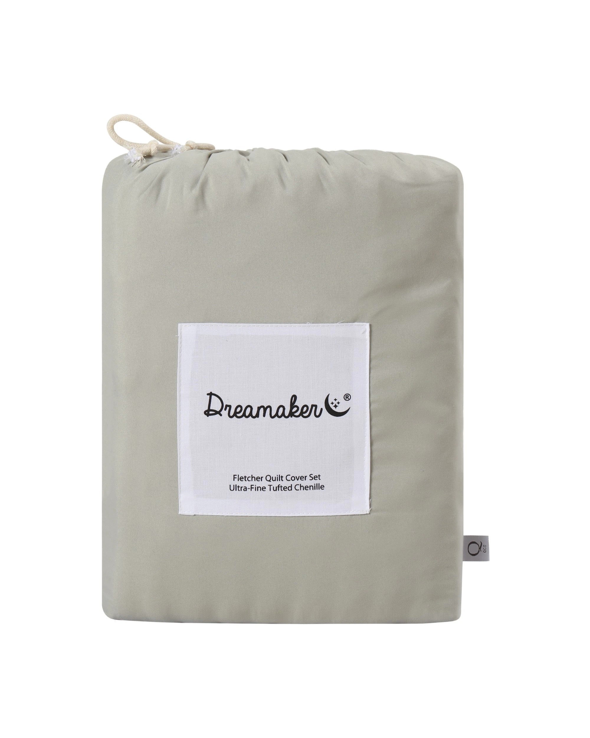 9 Dreamaker Fletcher Ultrafine Tufted Chenille Quilt Cover Set - Single Bed - Sage, 9 of 9