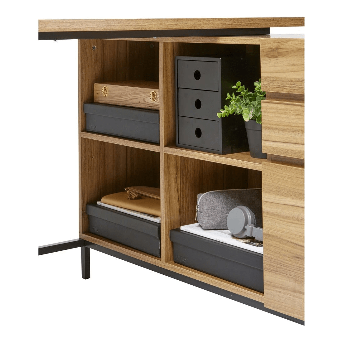 9 Stockholm 1200 x 1200mm Workstation Walnut Black, 9 of 10